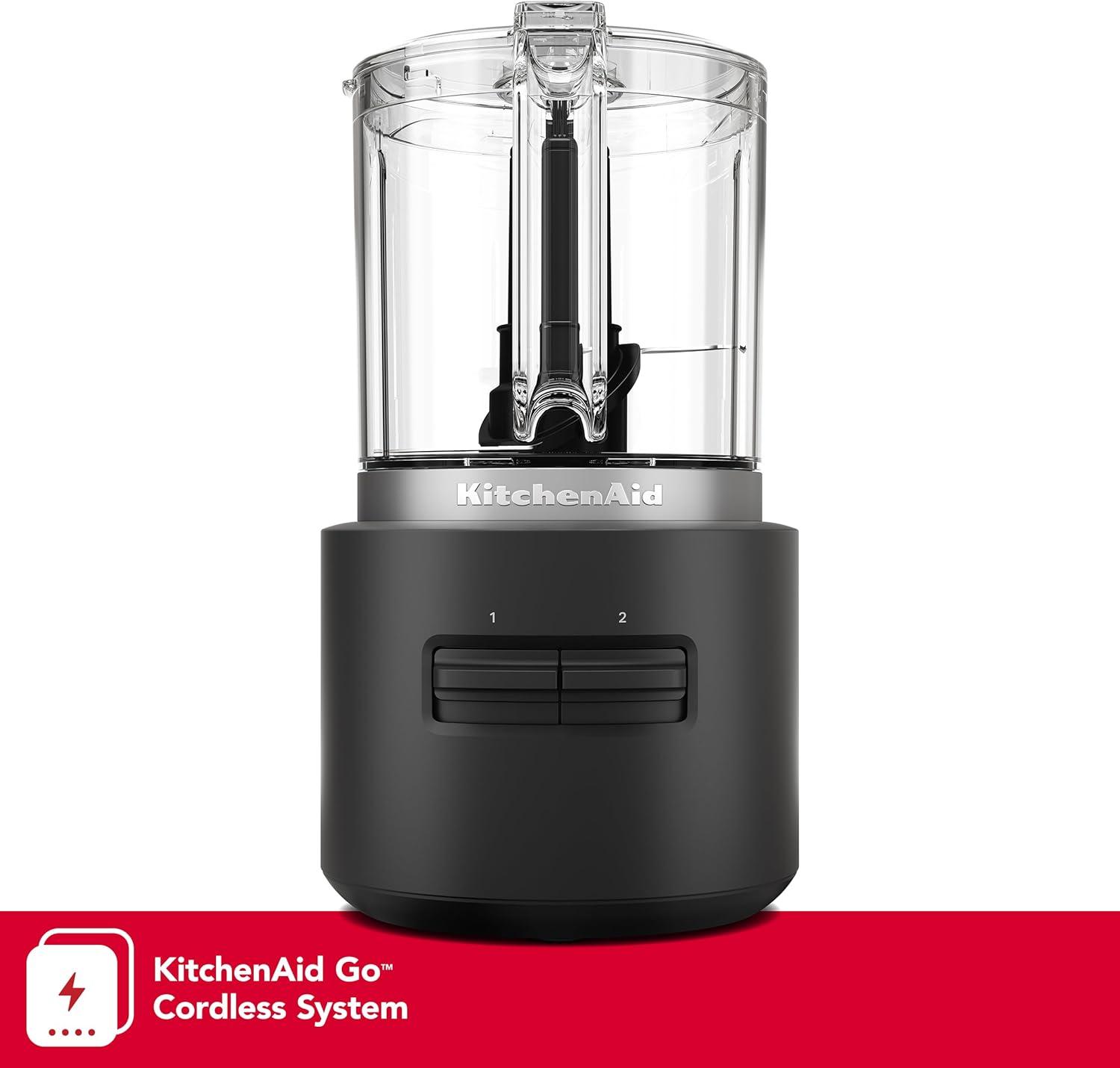 KitchenAid Go Cordless Food Chopper battery included KFCR531: 5-Cup Capacity, Stainless Steel Blades, 2 Speeds, Dishwasher-Safe