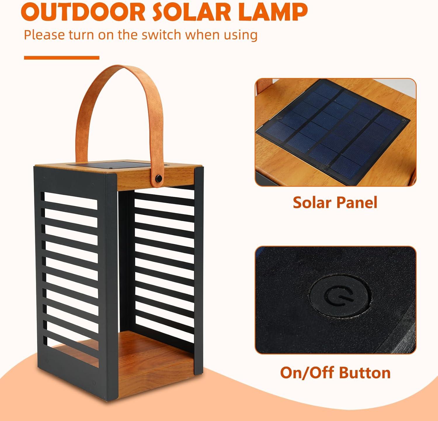Large Solar Powered Gray Metal Outdoor Floor Lantern