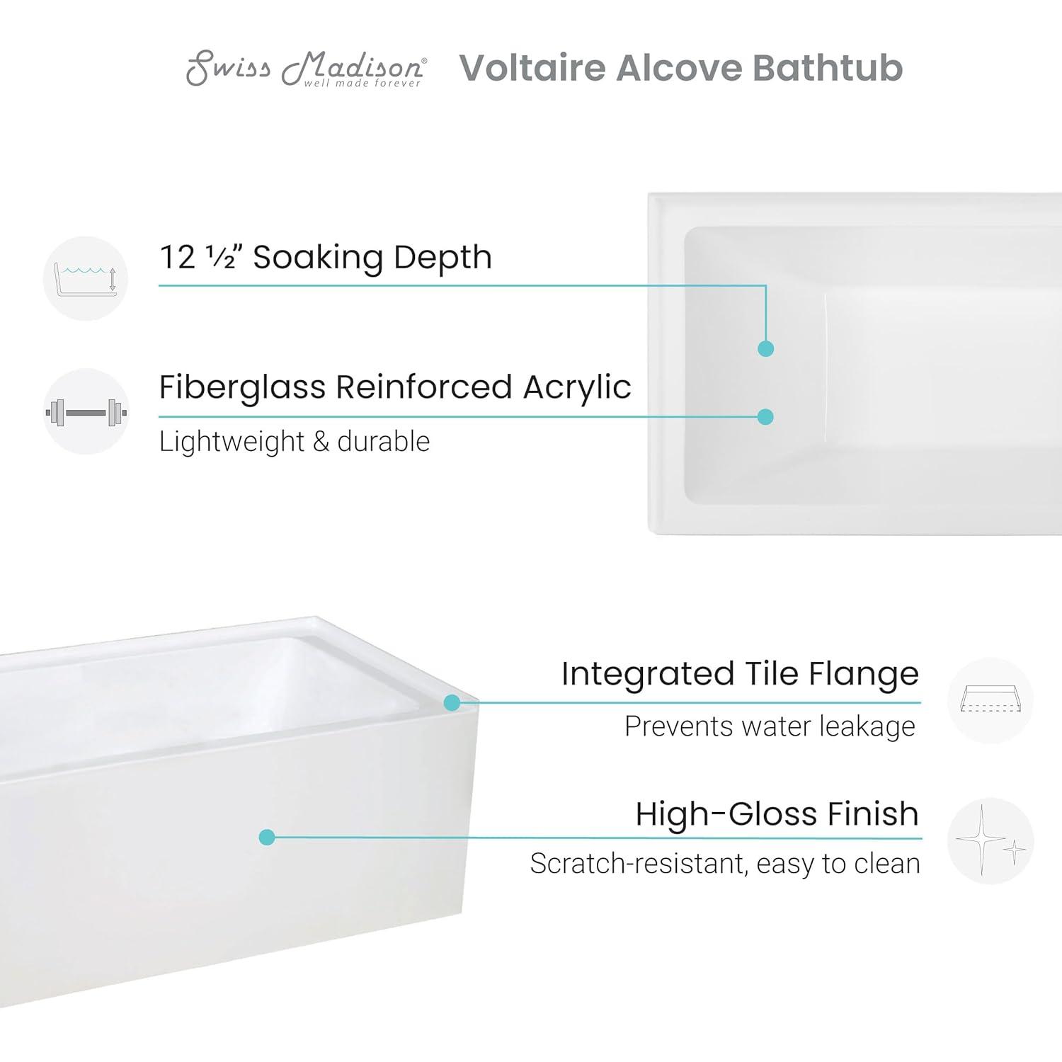 Voltaire 48" x 32" Alcove Bathtub with Apron