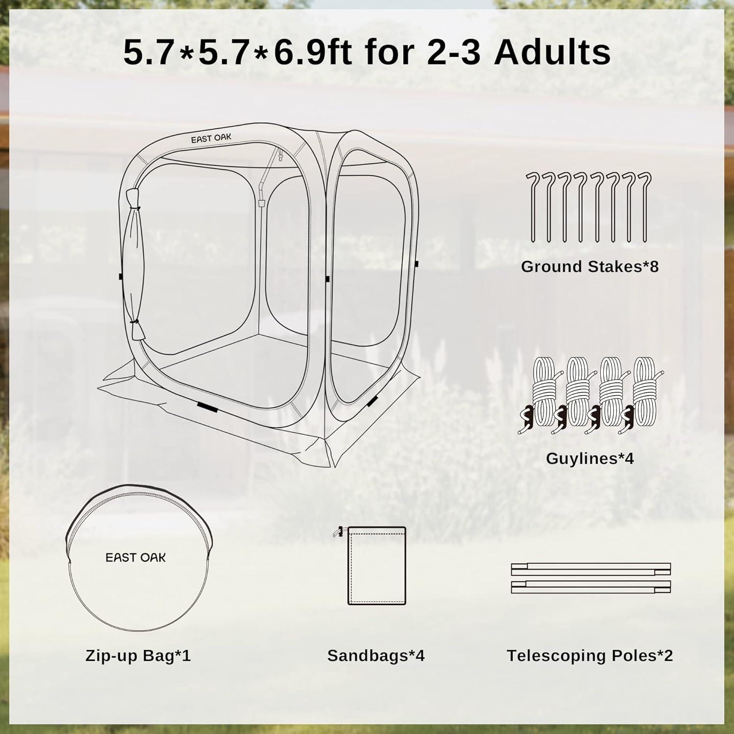 EAST OAK EAST OAK Screen House Tent Pop-Up 6 x 6 FT