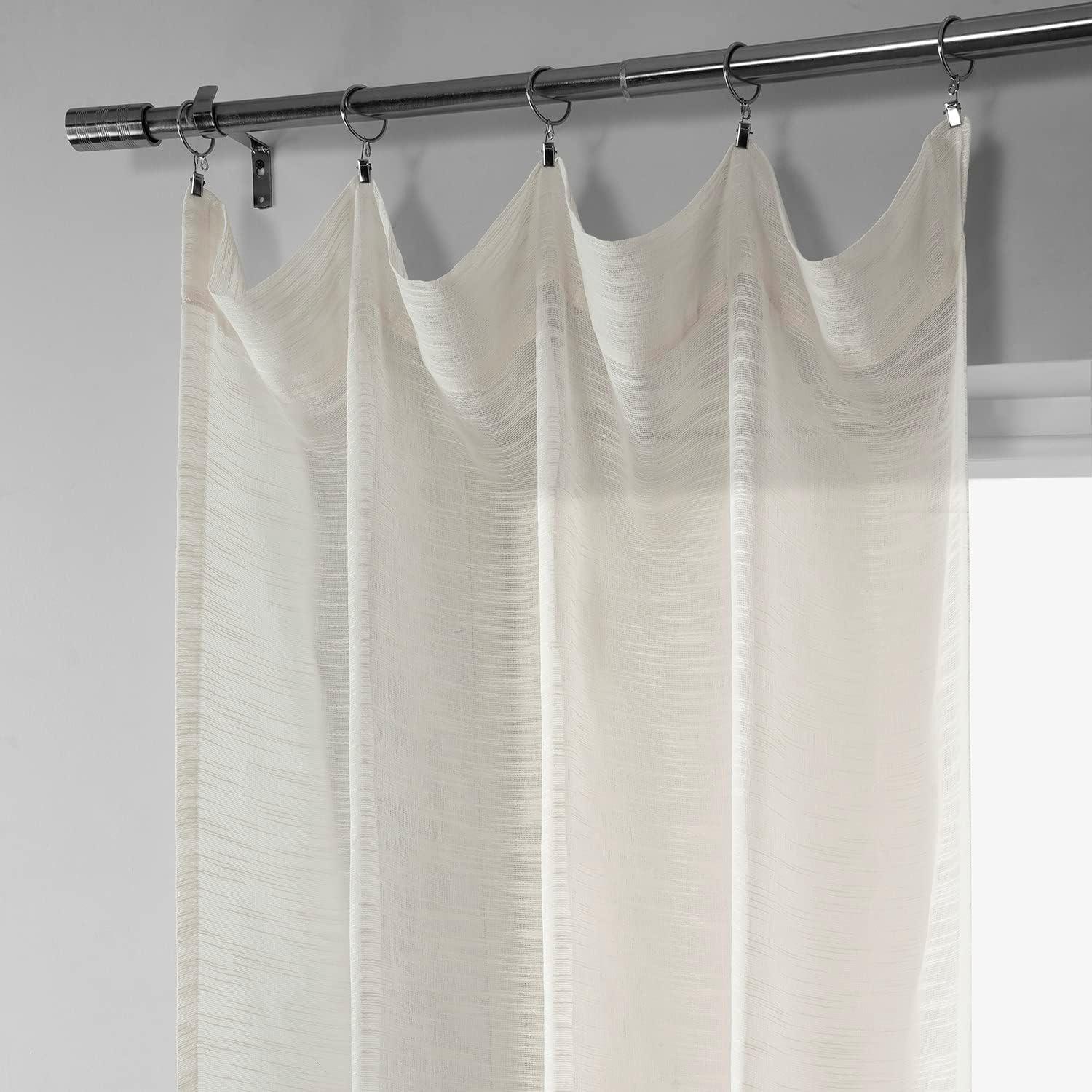 Ivory Open Weave Linen Sheer 96" Curtain Panel