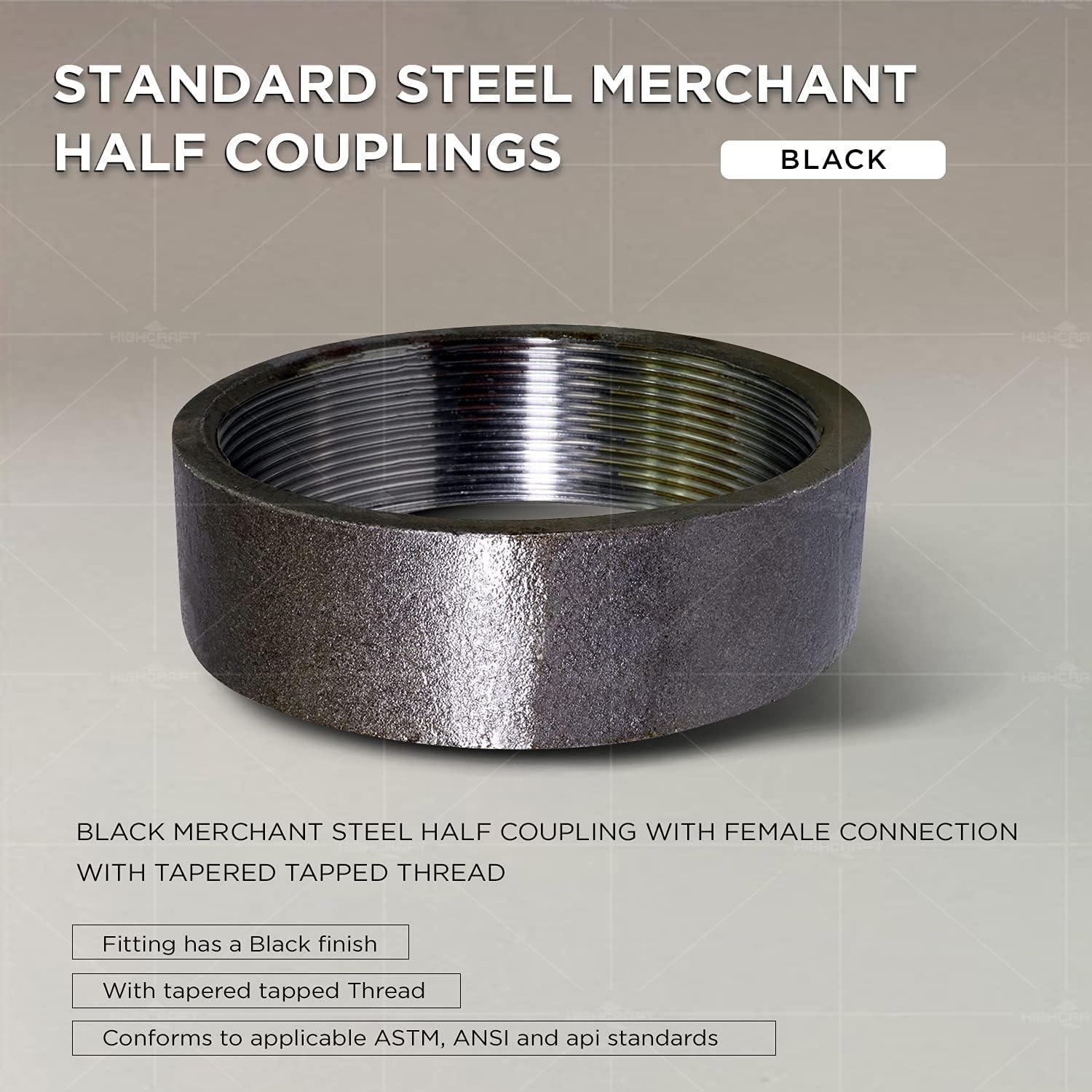 6" Black Steel Half Coupling with Female Connection