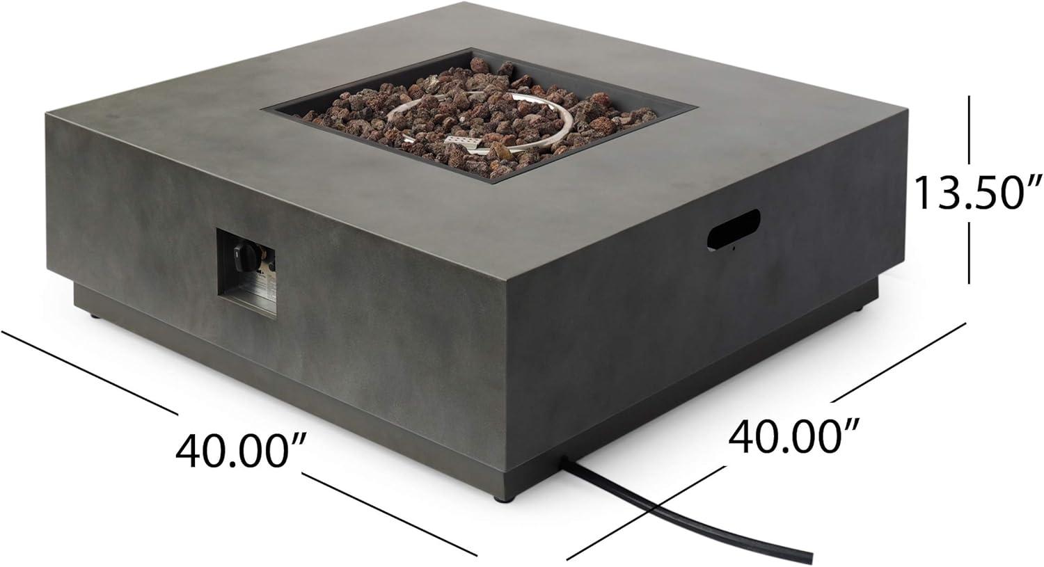 Concrete 40-Inch Square Fire Pit with Tank Holder