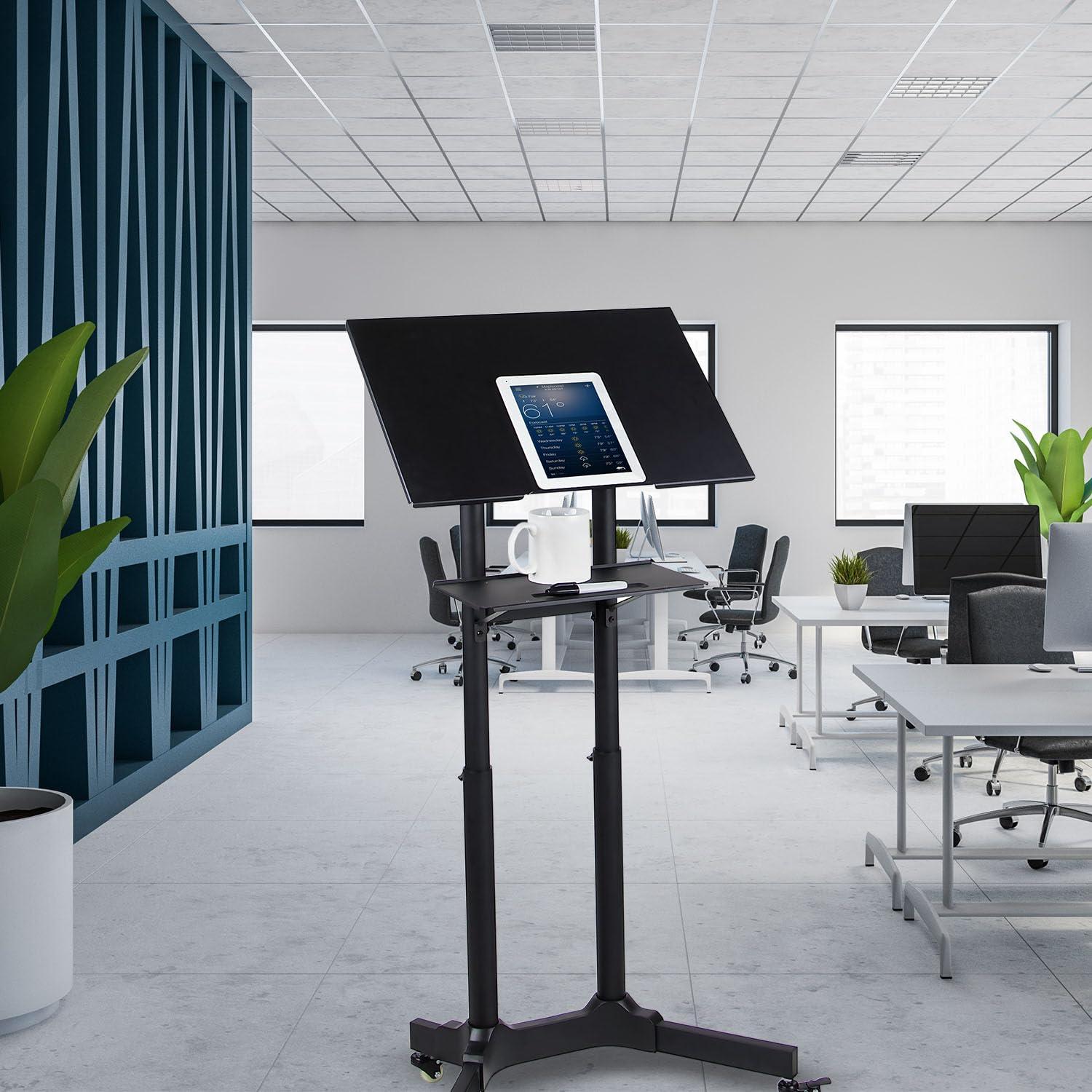 Mount-It! Mobile Standing Height Desk, Portable Podium and Rolling Presentation Lectern