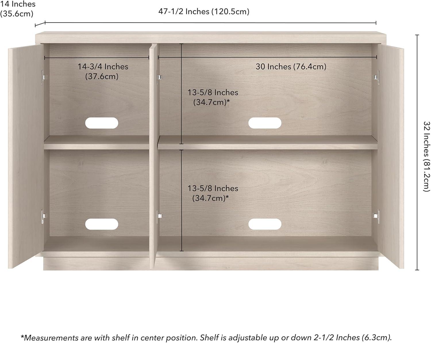 Evelyn&Zoe Alston 48" Wide Rectangular Buffet Table, Alder White