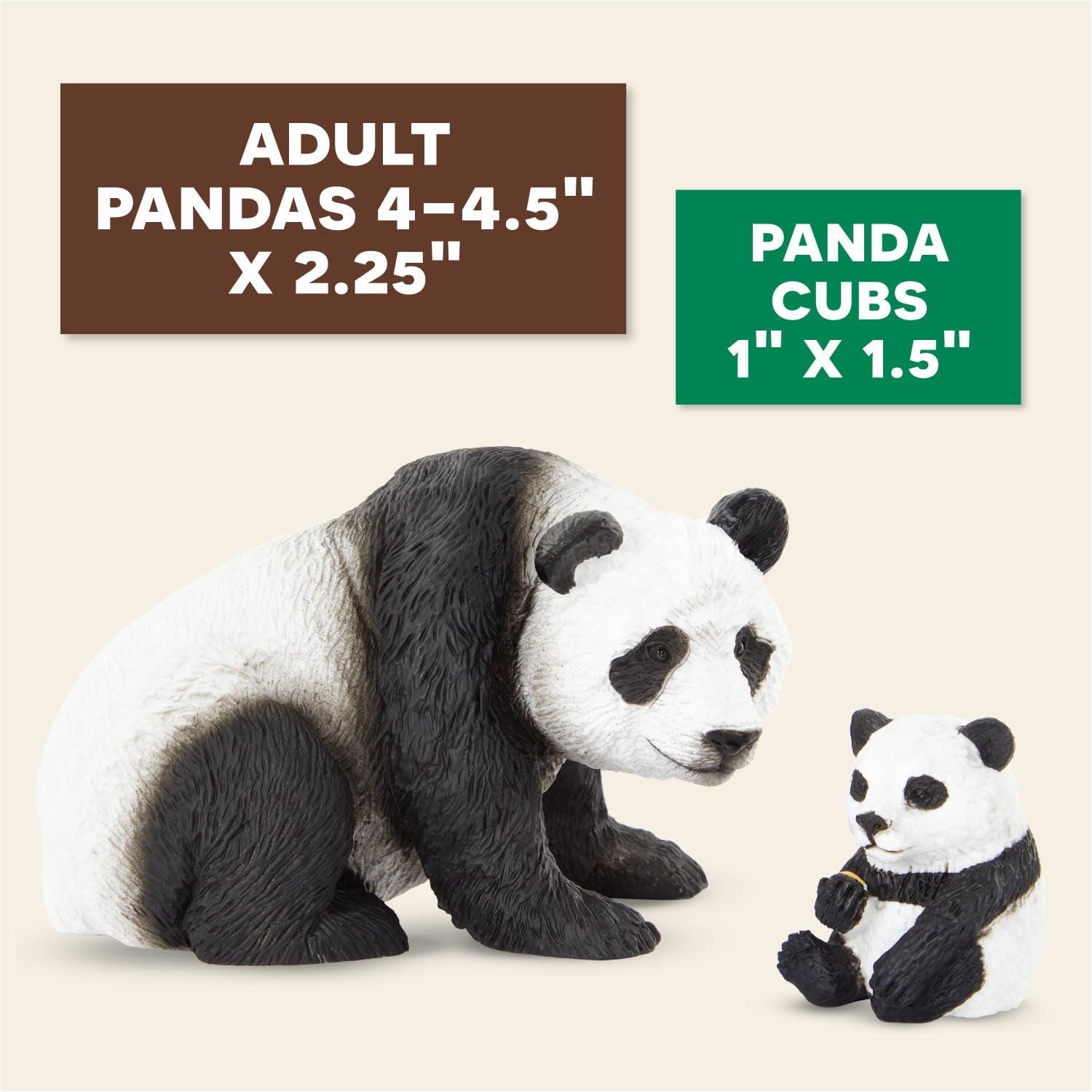 terra by battat - giant panda family - small panda bear animal toys for kids 3-years-old & up (4 pc)