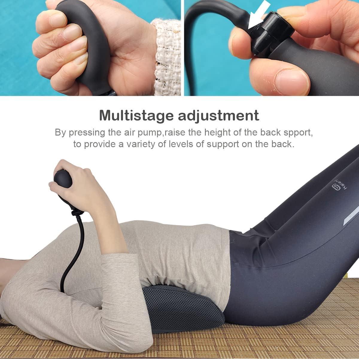 Inflatable Lumbar Support Pillow for Car Seat and Office Chair,Back Support Cushion with Air Pump for Reducing Lower Back Pain(Black)