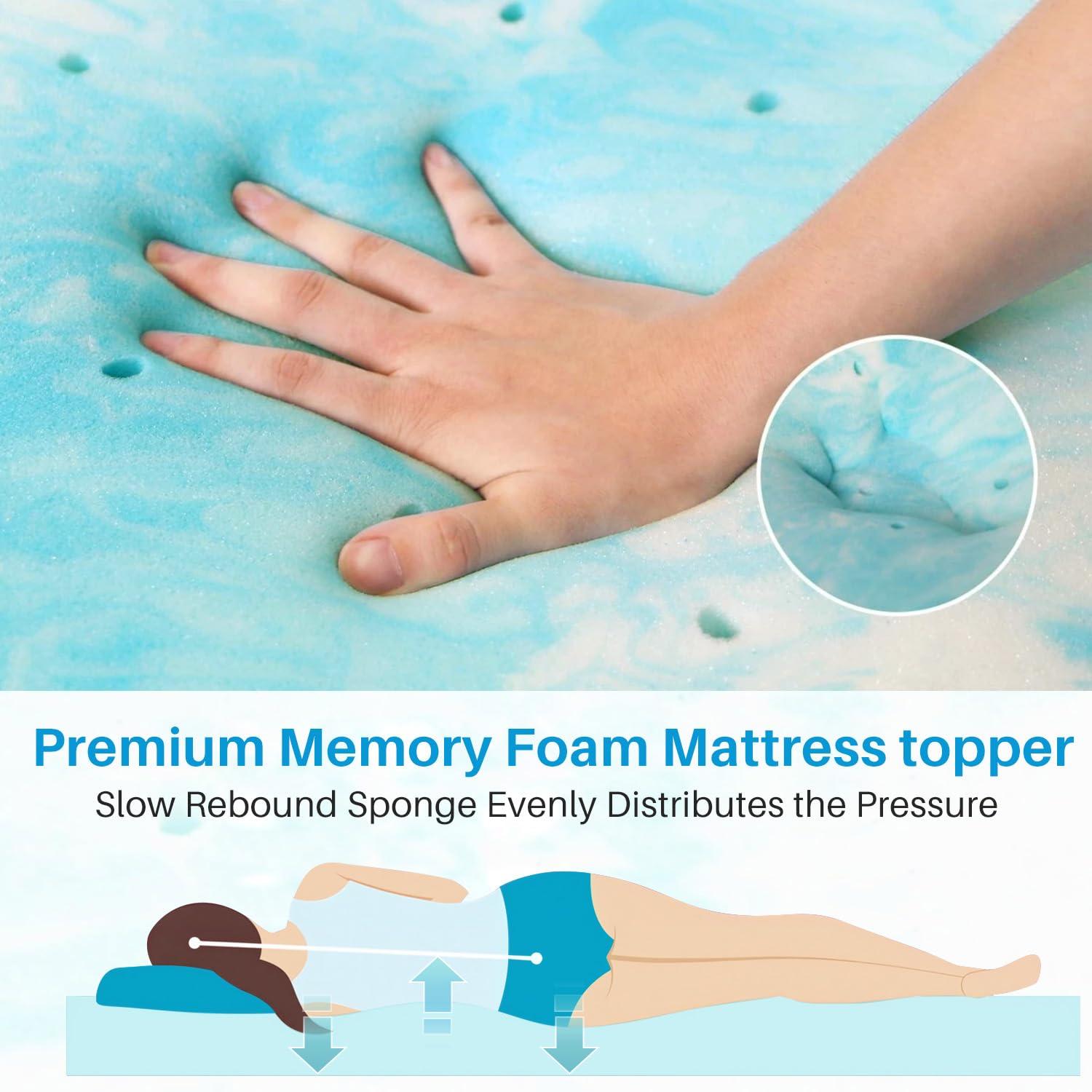 Mattress Topper, Twin XL Cooling Memory Foam Bed Toppers, 2 Inch Soft Mattress Pads for Sleeper Sofa, RV, Camper, CertiPUR-US Certified