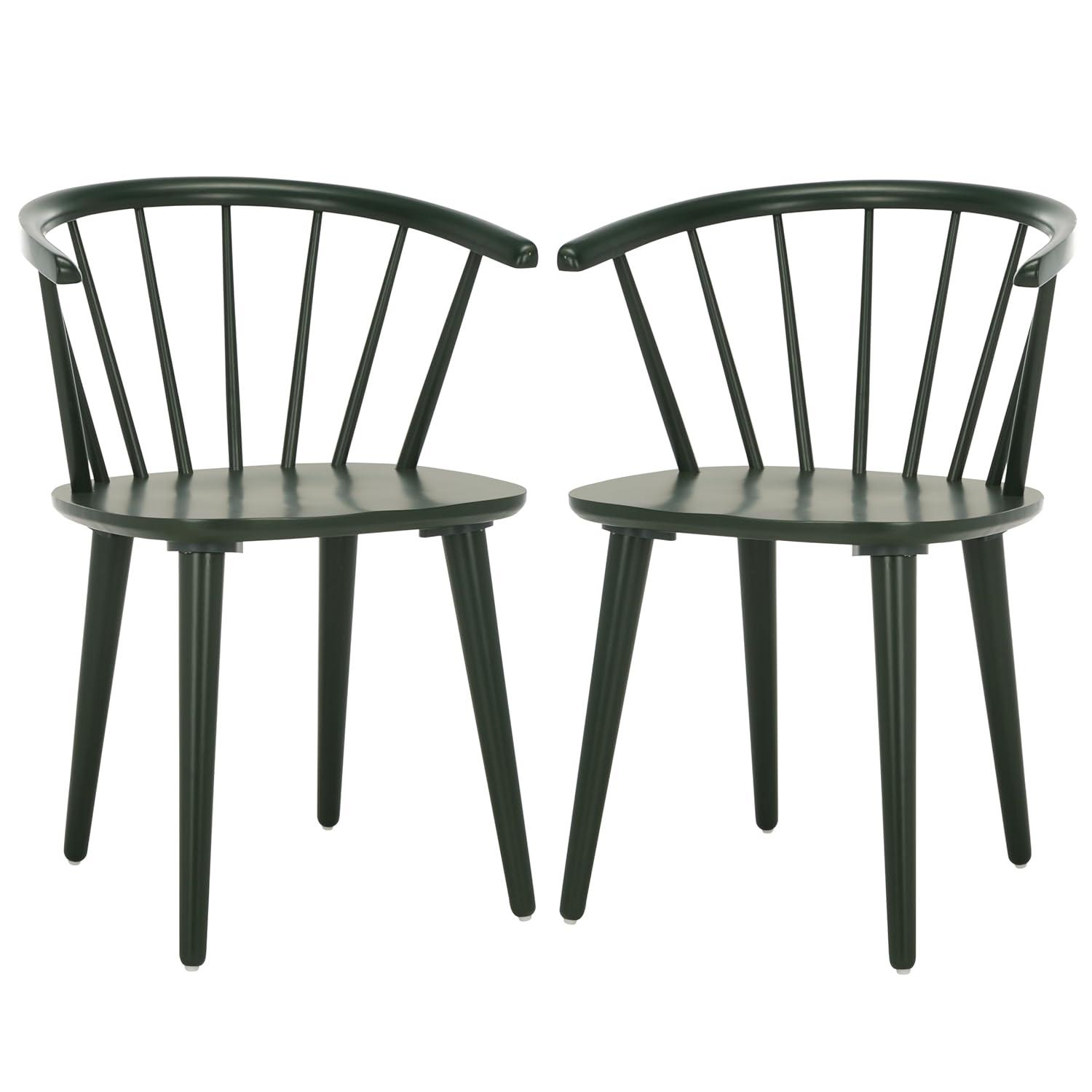 SAFAVIEH Blanchard Contemporary Wood Solid Dining Bistro Chair, Garden Green (Set of 2)