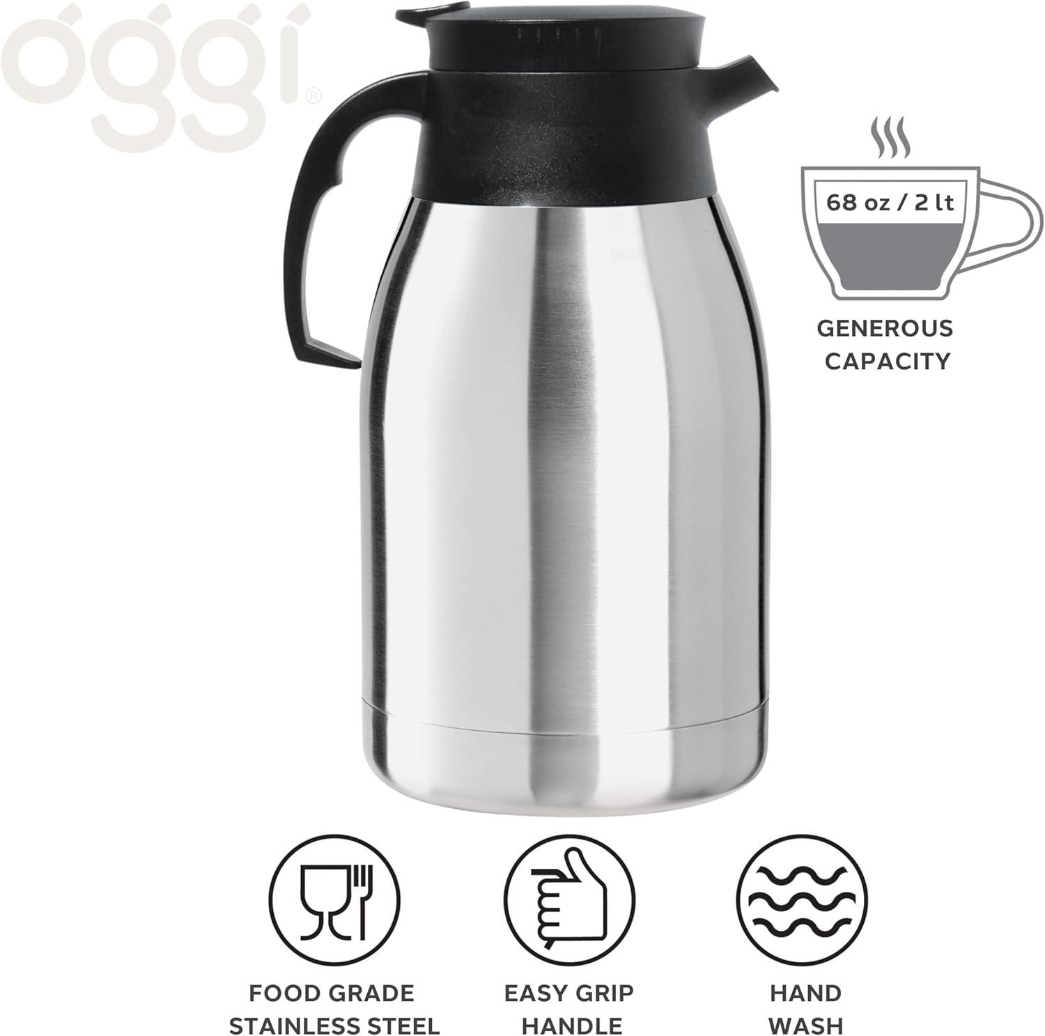 Oggi Brew Coronado Carafe, Stainless Steel Liner (2 Lt, 68 Oz)