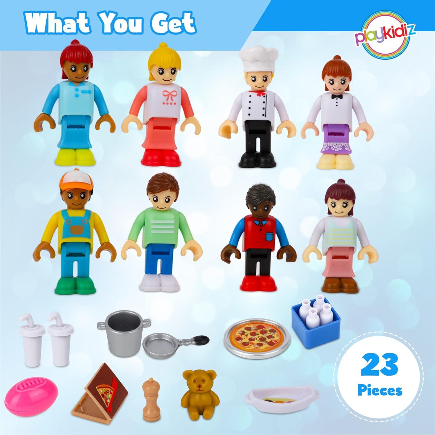 Playkidiz 8 Toy Figures & Playsets, 2 Inch Play Peoples Set.