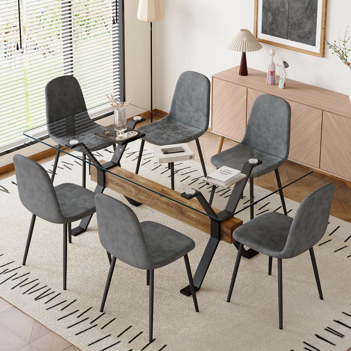 Ivy Bronx 7-Piece Glass Top Dining Table Sets | Wayfair