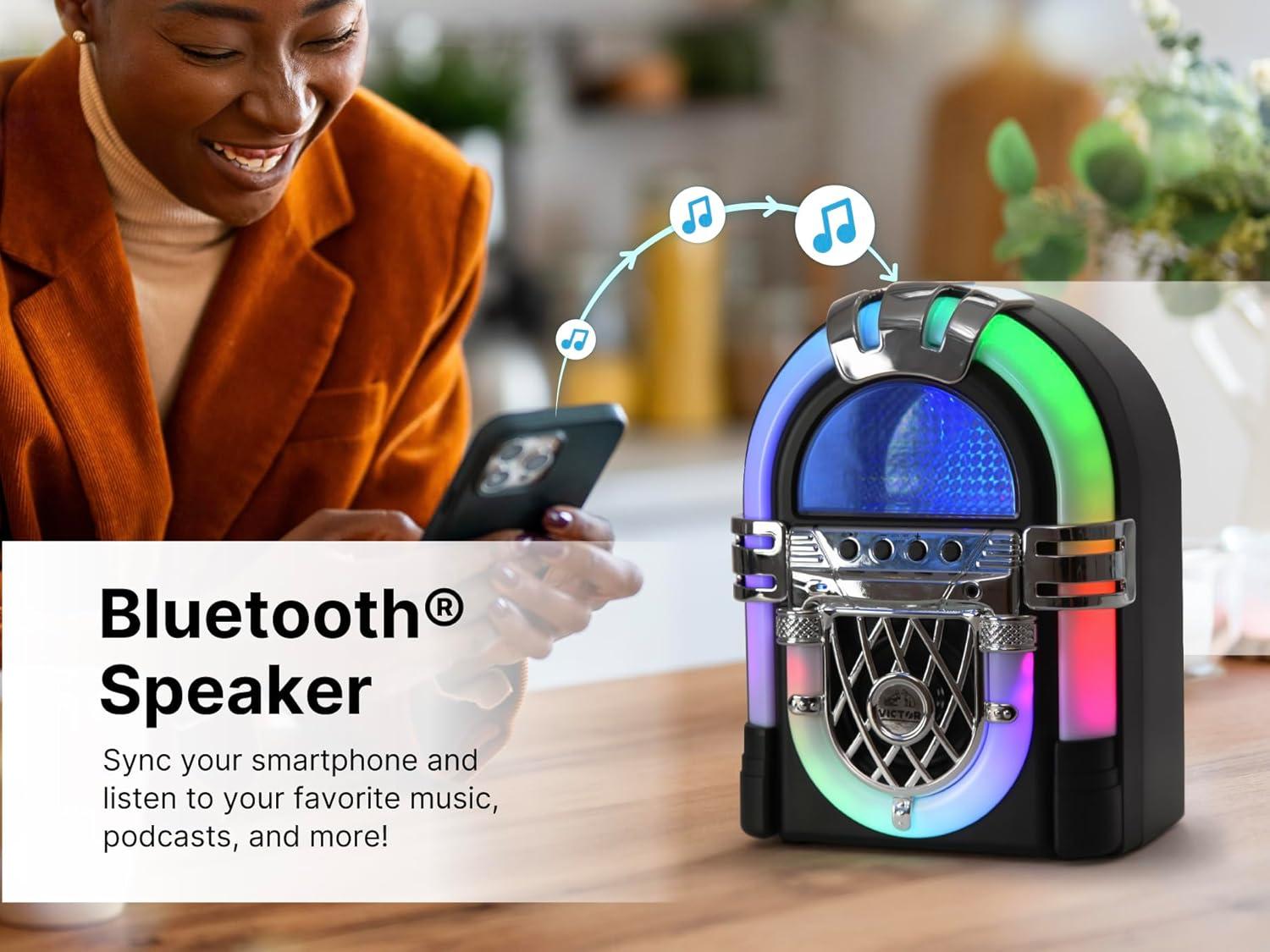 Sakar Victor Mini Bluetooth Jukebox with Multicolor LED Lighting