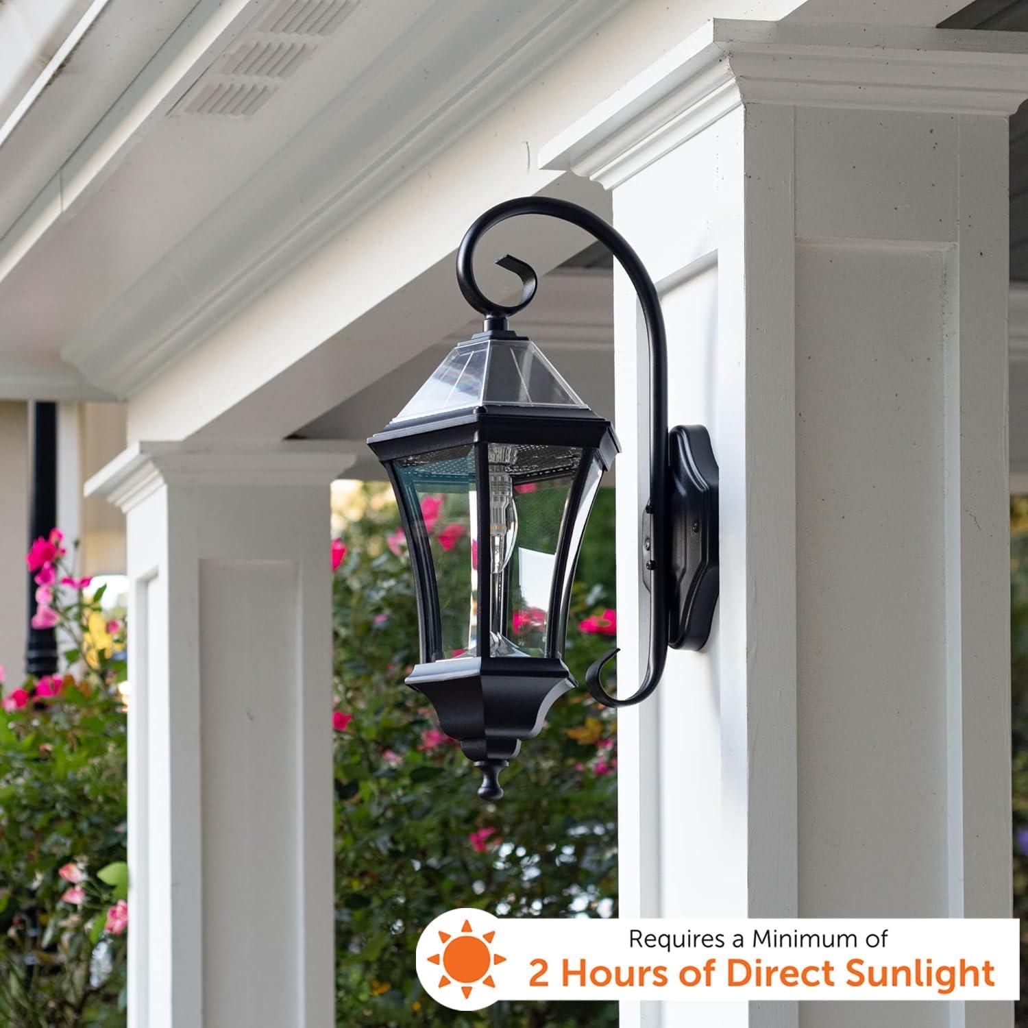 Gama Sonic Victorian Solar Wall Light, Outdoor Solar Lamp, Cast Aluminum Sconce, 150 Lumens Warm White LED, Black (94BM50010)