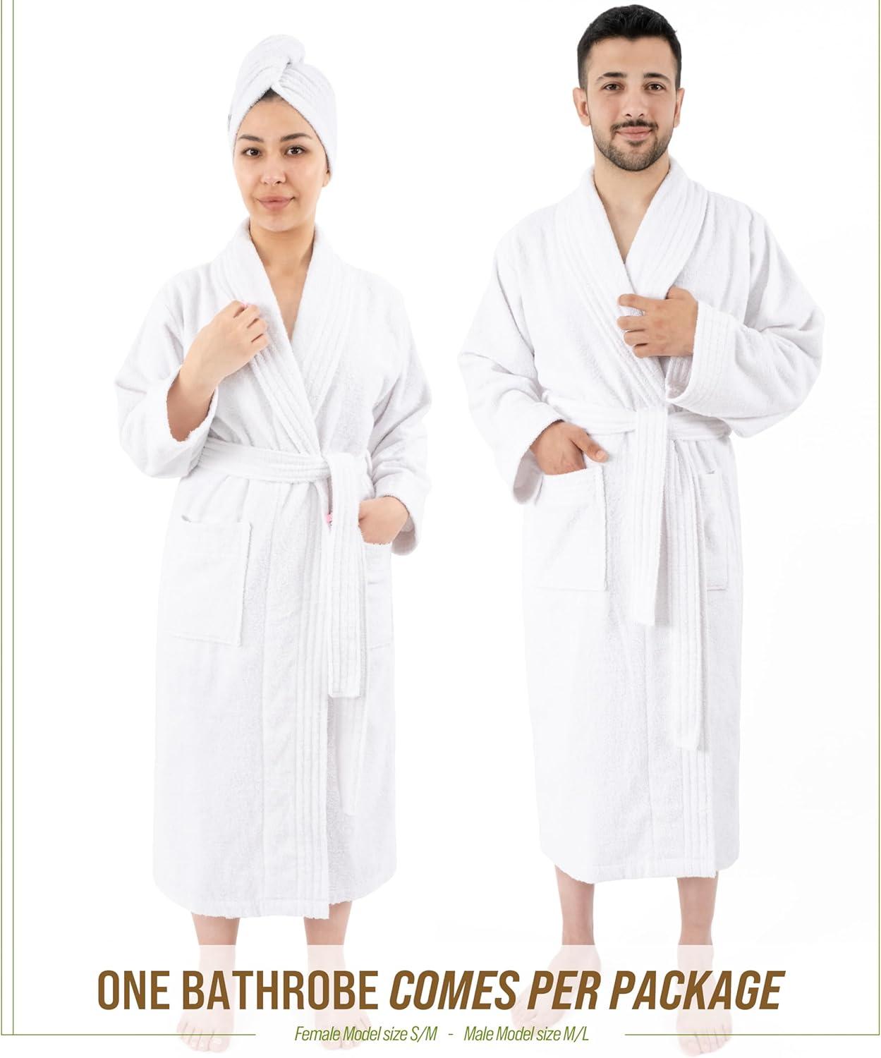 Eider & Ivory™ 100% Cotton Turkish Bathrobes, Soft Absorbent Lightweight Unisex Couple Robes