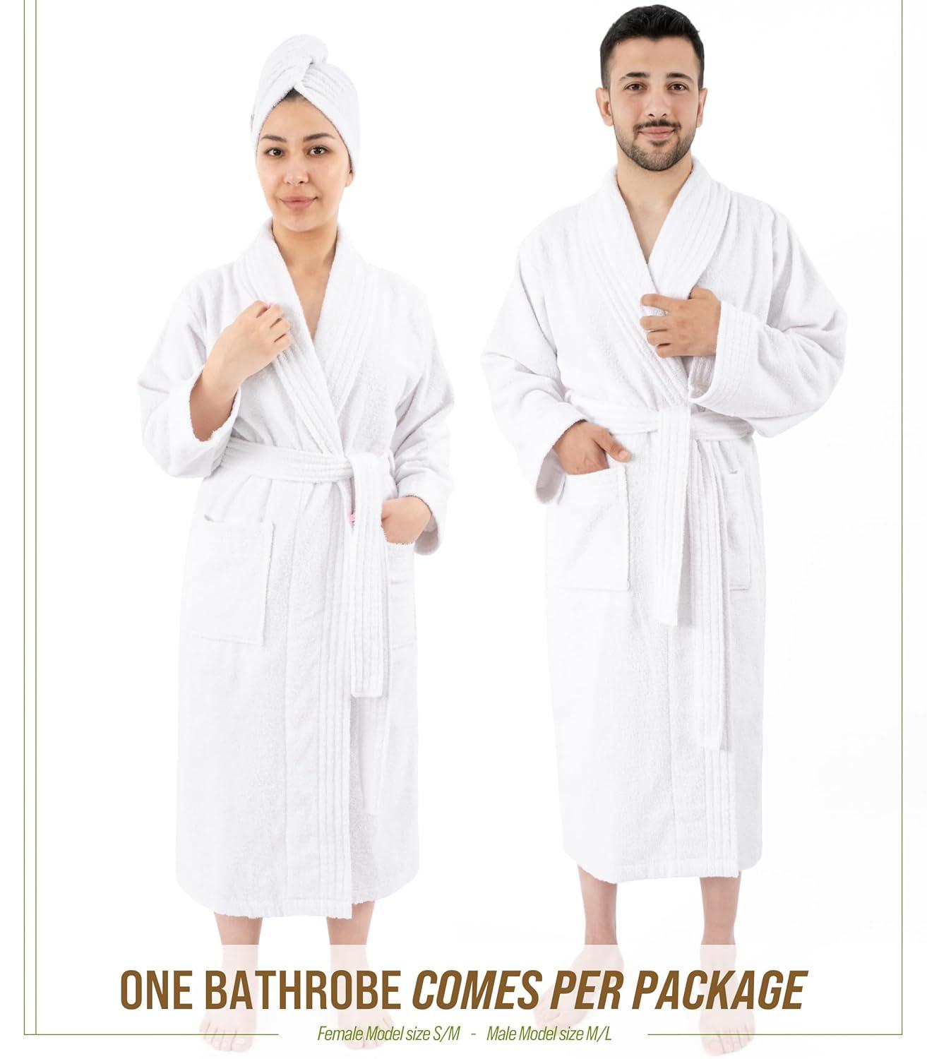 Eider & Ivory™ 100% Cotton Turkish Bathrobes, Soft Absorbent Lightweight Unisex Couple Robes