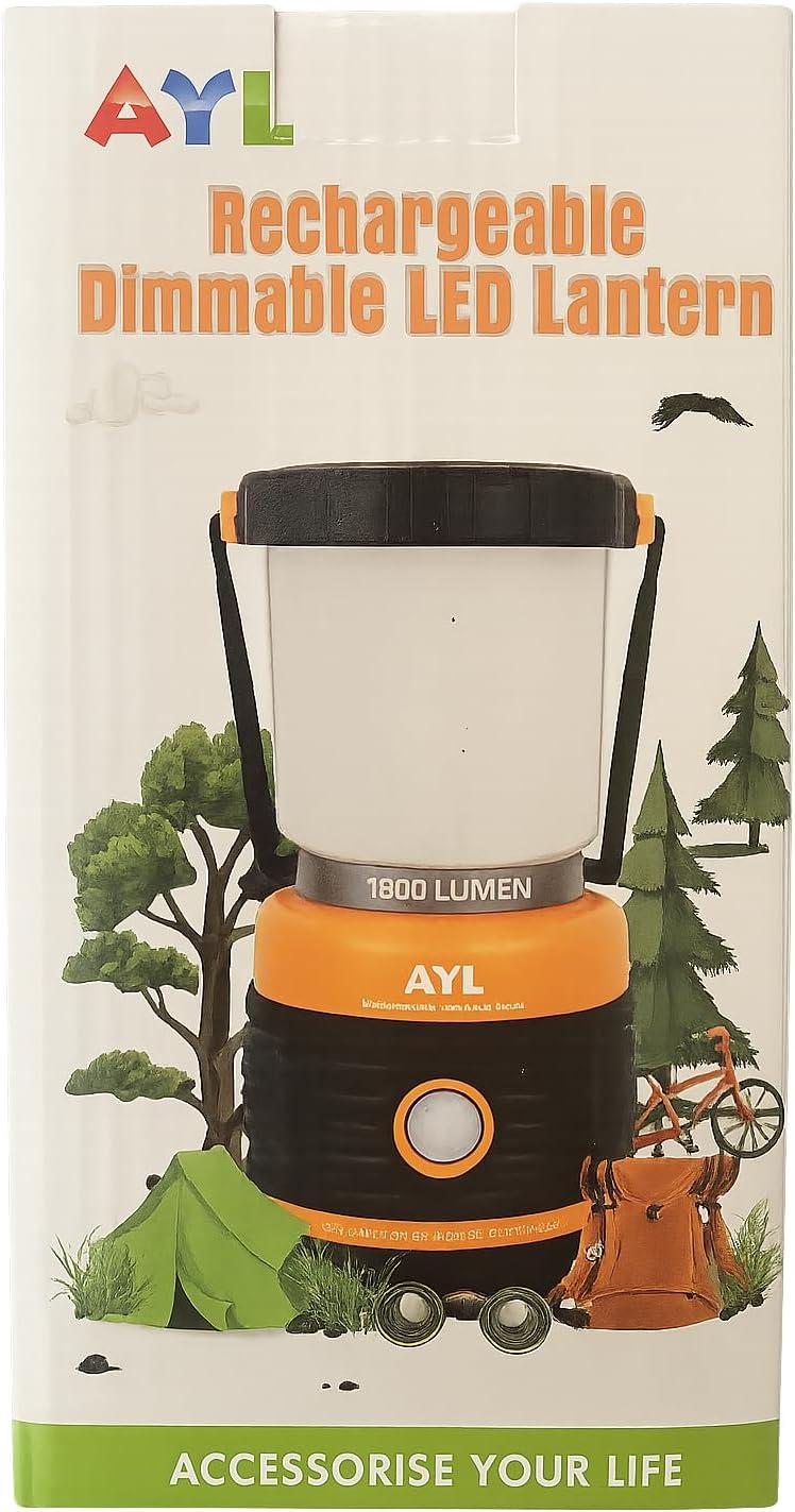 LED Camping Lantern Rechargeable, 1800LM, 4 Light Modes, 4400mAh Power Bank, IP44 Waterproof, Perfect Lantern Flashlight for Hurricane, Emergency, Power Outages, Home and More, with USB Cable (2 Pack)