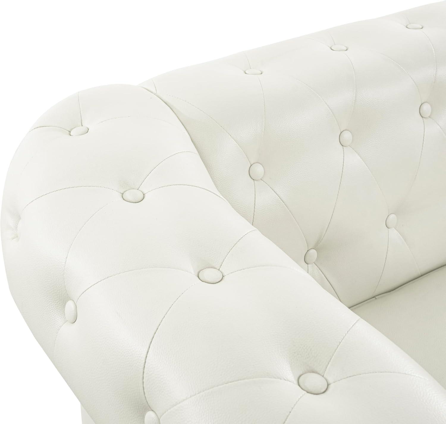 Emery Off-White Tufted Chesterfield 3-Piece Sofa Set with Rolled Arms