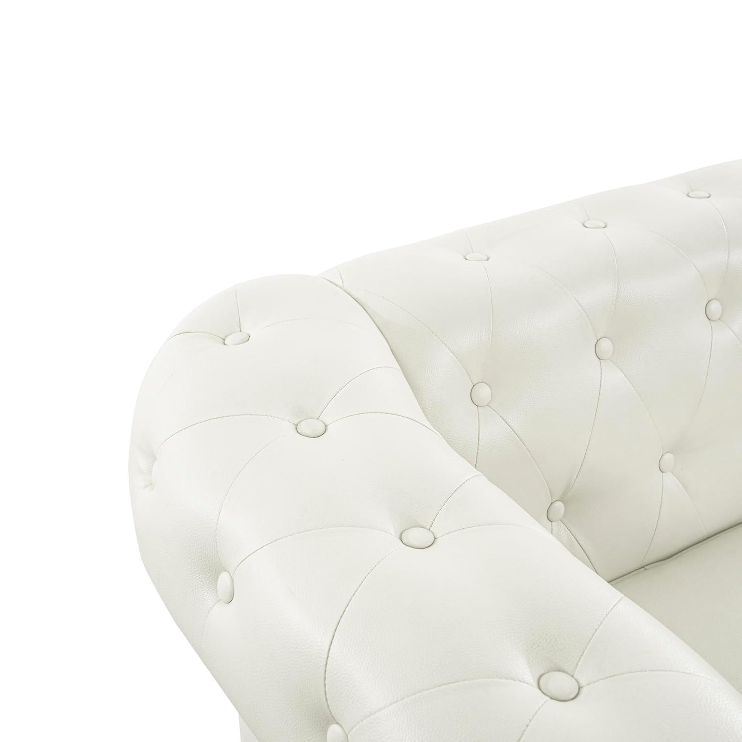 Emery Off-White Tufted Chesterfield 3-Piece Sofa Set with Rolled Arms
