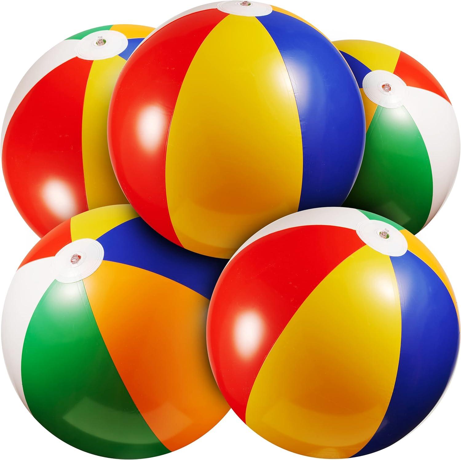 Bedwina Inflatable Beach Balls Bulk - (Pack of 12) 16 Inch Inflatable Rainbow Beach Balls for Kids, Dozen Beach Ball for Kids, Rainbow Party Decorations