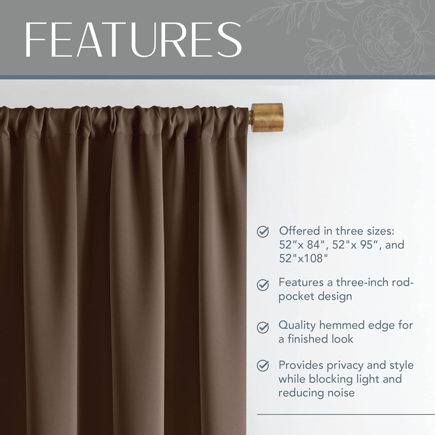 Vanderbilt Extra Wide Blackout Single Window Curtain Panel - 52" x 108" - Chocolate - SunVeil