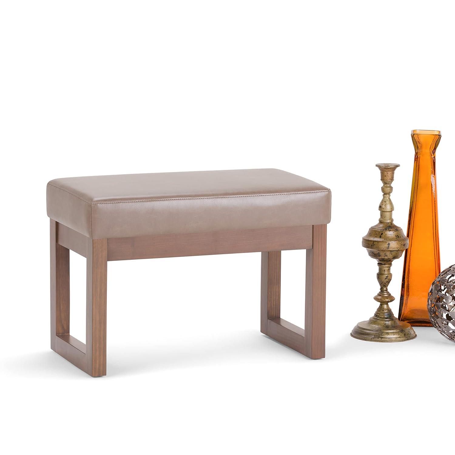 Simpli Home Milltown Ottoman Bench with Upholstered Seat and Solid Wood Frame
