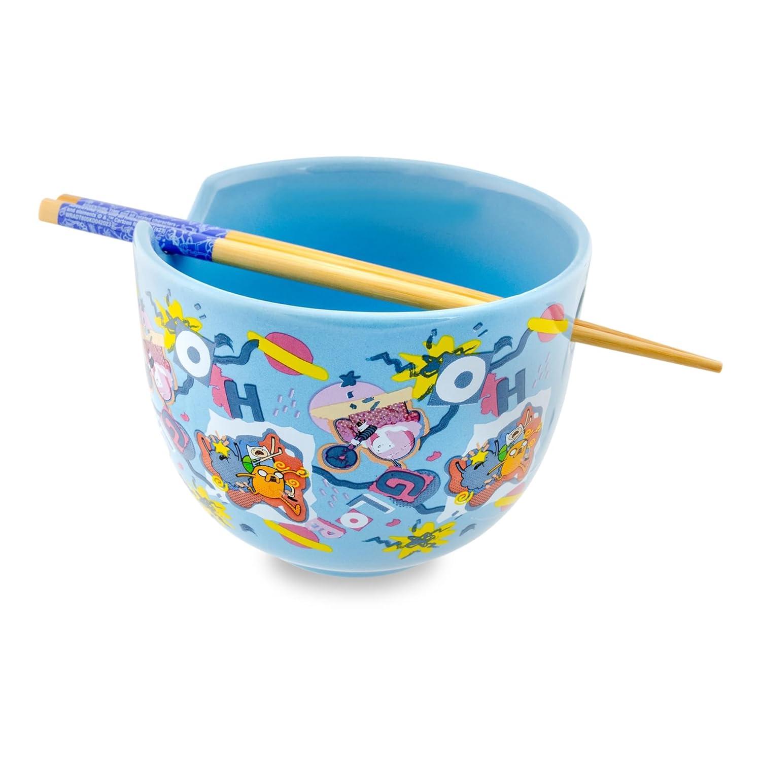Silver Buffalo Adventure Time Toss Print 20-Ounce Ramen Bowl and Chopstick Set