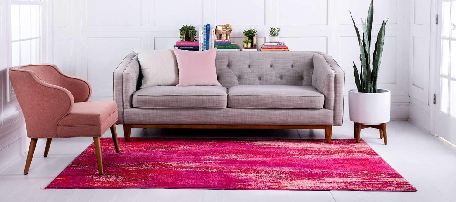 Abstract Pink Bliss 6'x9' Synthetic Easy-Care Area Rug