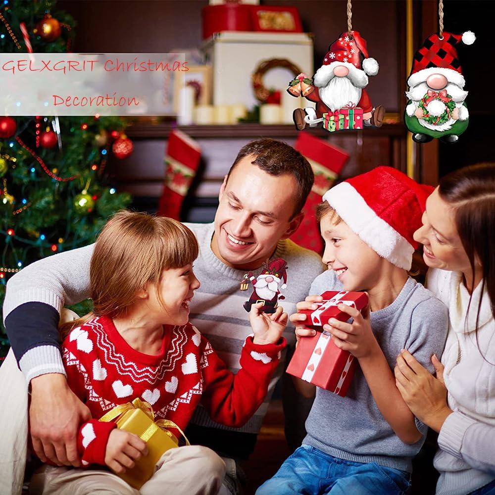 dajkiuy Clearance 24pcs Christmas Gnome Wooden Hanging Ornaments,Wood Hanging Decor for Christmas Tree Decorations Gnome Santa Doll Hanging Craft Holiday Party Supplies