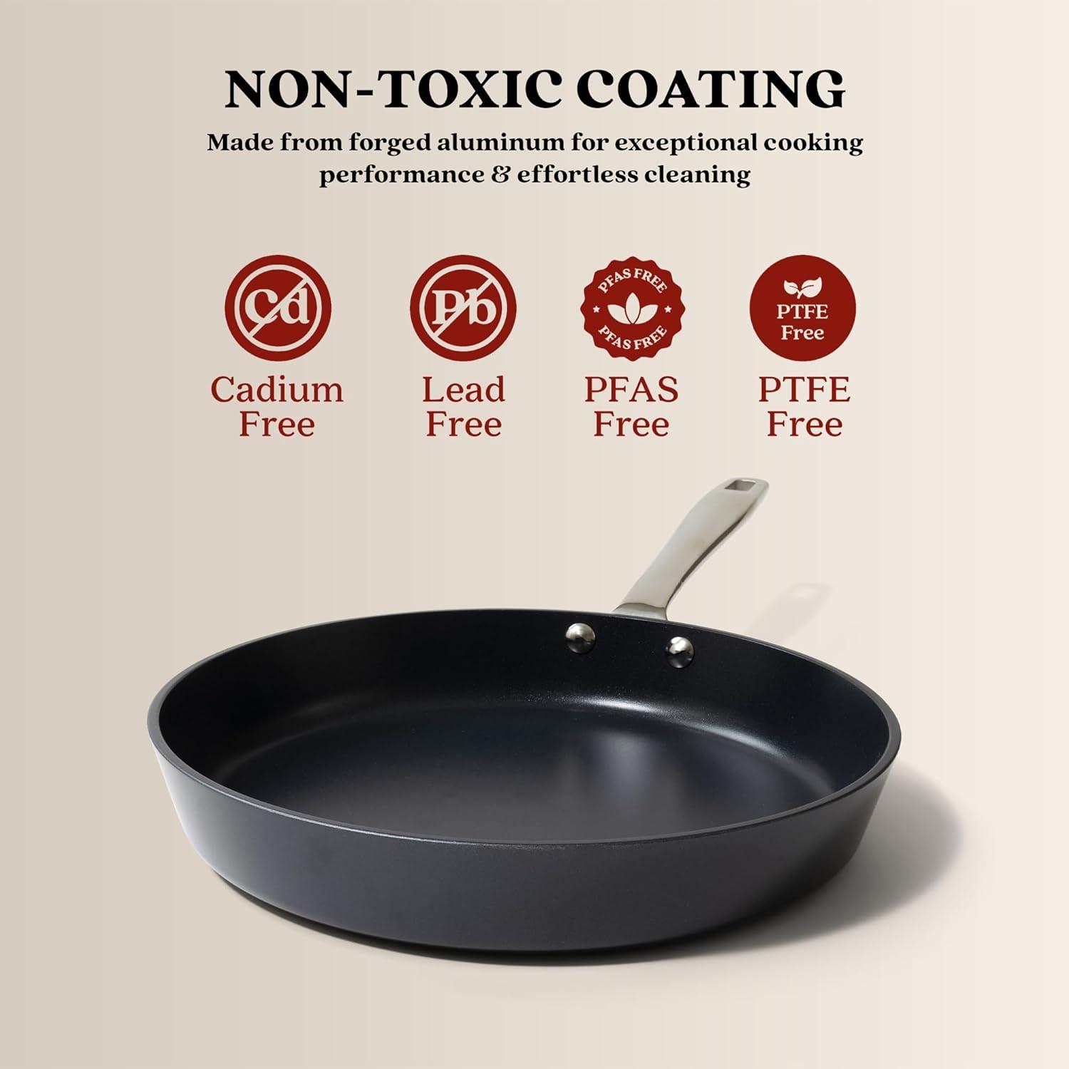 Alva Alva Maestro Nonstick Ceramic Frying Pan Skillet, Non-Toxic PFAS PFOA & PTFE Free, Healthy Cooking Pan, Compatible with all Stovetops & Induction Safe, Oven Safe & Stay-Cool Handle