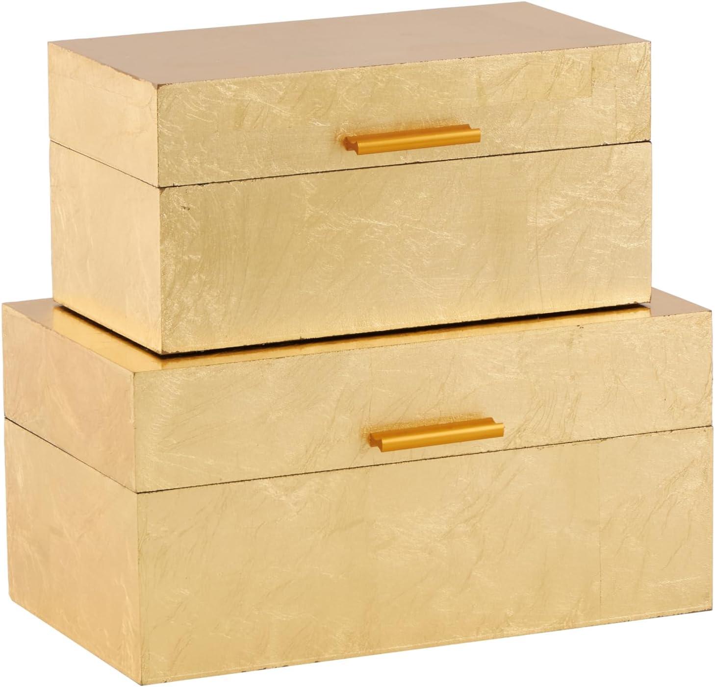 CosmoLiving by Cosmopolitan Wooden Decorative Box with Textured Foiled Exterior Set