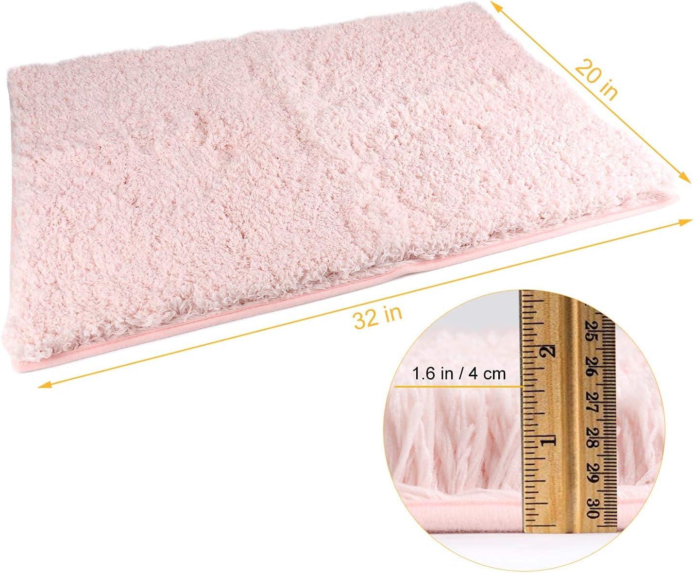Sheepping Bathroom Rugs Microfiber Plush Bath Mat Machine Washable, Non Slip Rubber and Absorbency Bath Rugs for Bathroom Floor, Door and Sink, Rectangular Floor Mat,Light Pink,32"x 20"