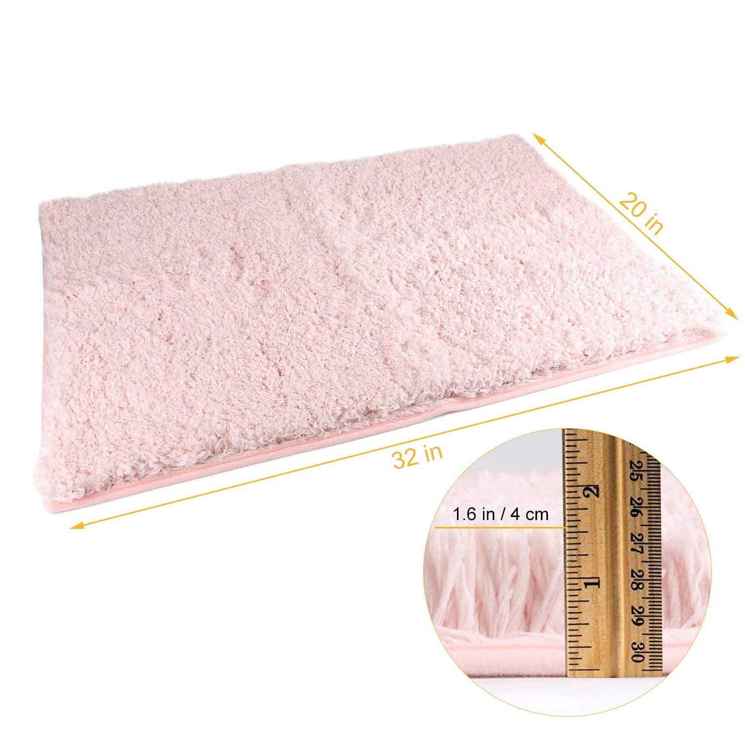Sheepping Bathroom Rugs Microfiber Plush Bath Mat Machine Washable, Non Slip Rubber and Absorbency Bath Rugs for Bathroom Floor, Door and Sink, Rectangular Floor Mat,Light Pink,32"x 20"