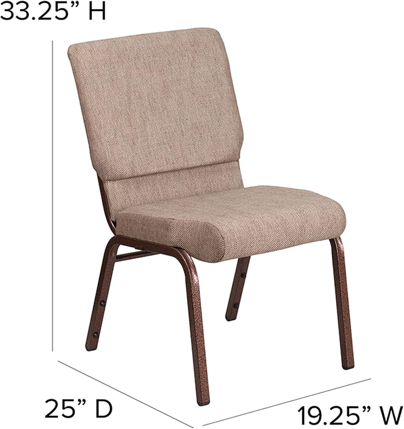 Flash Furniture HERCULES Series 18.5''W Stacking Church Chair in Beige Fabric - Copper Vein Frame