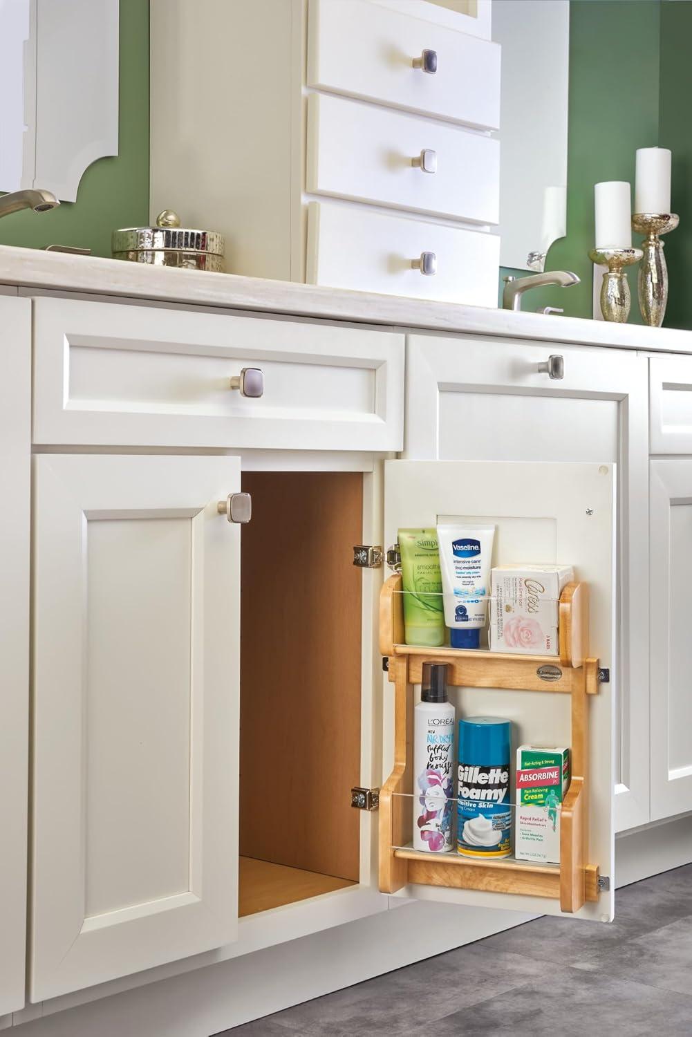 Light Brown Maple Over Door Vanity Storage Rack