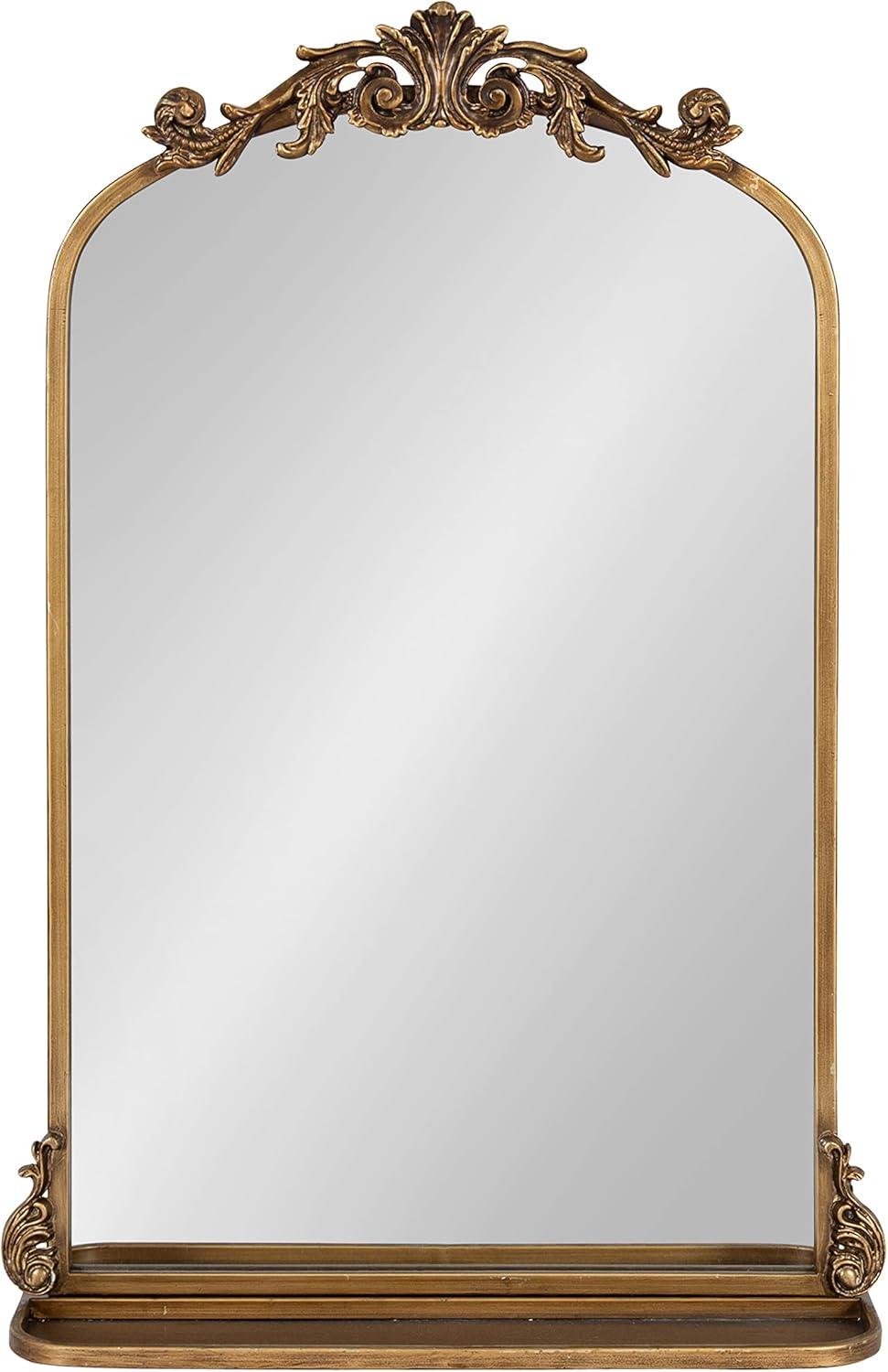 Kate and Laurel Arendahl Functional Mirror with Shelf - Gold, 21x32