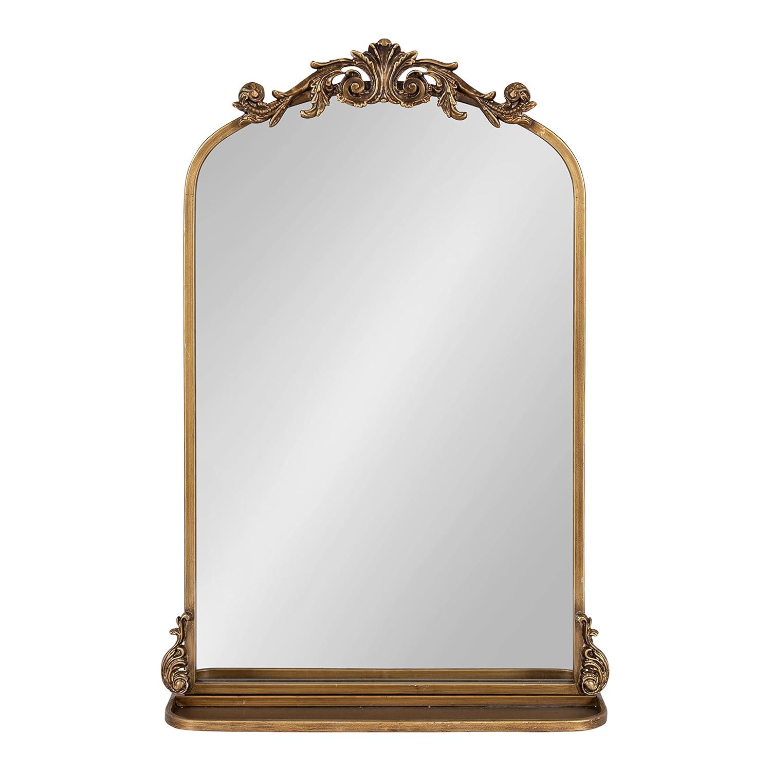 Kate and Laurel Arendahl Functional Mirror with Shelf - Gold, 21x32