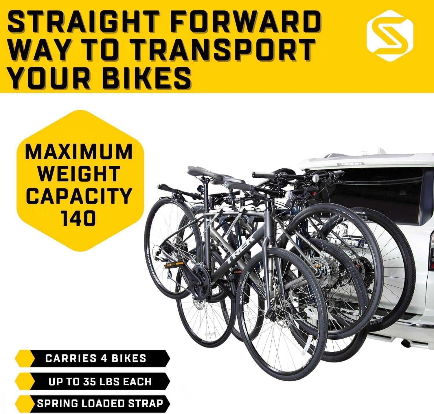 Saris Grand Slam Hitch Bike Rack, Universal 4 Bike Hitch Rack with Hatch Access - Black