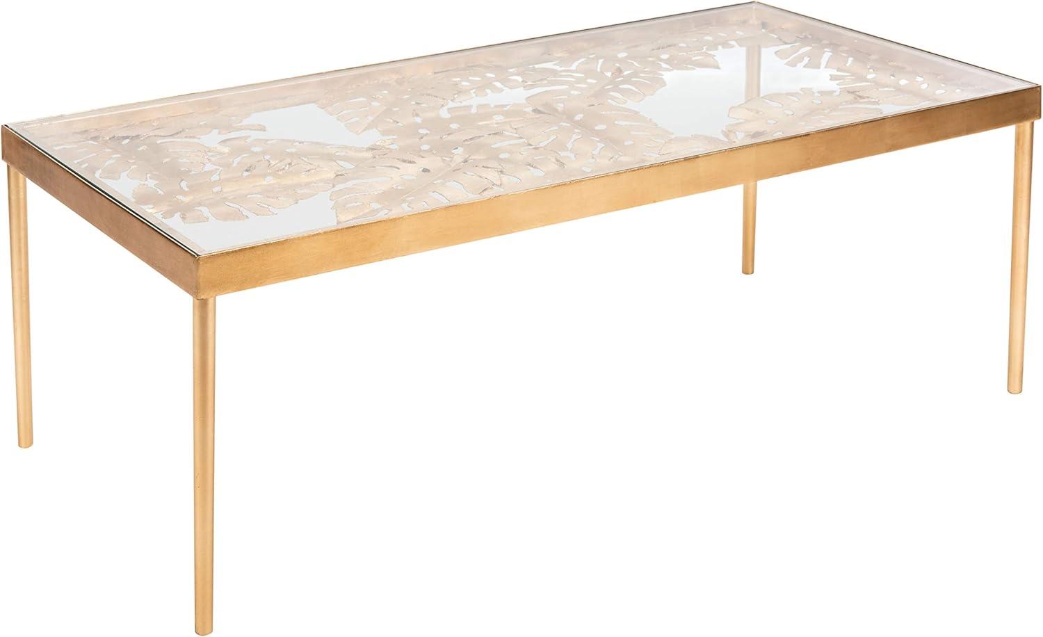 Leilani Palm Leaf Coffee Table - Gold Leaf/Glass - Safavieh