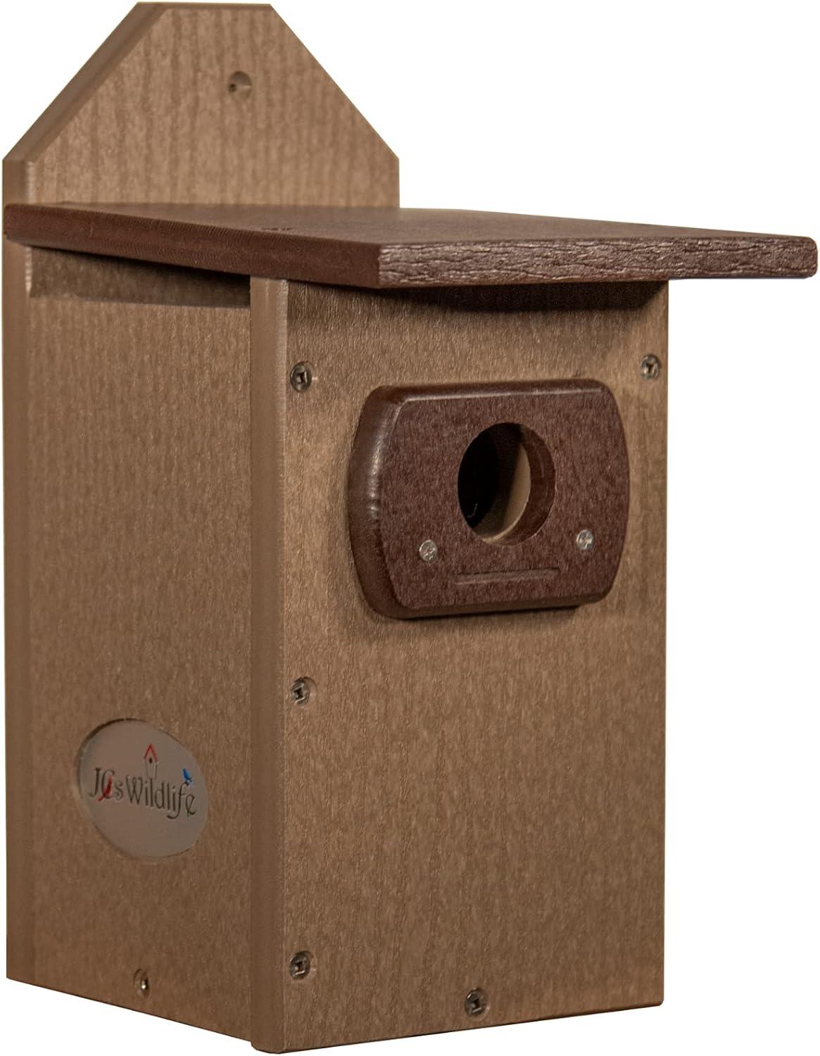 Brown Recycled Poly Lumber Bluebird Bird House with Side Door