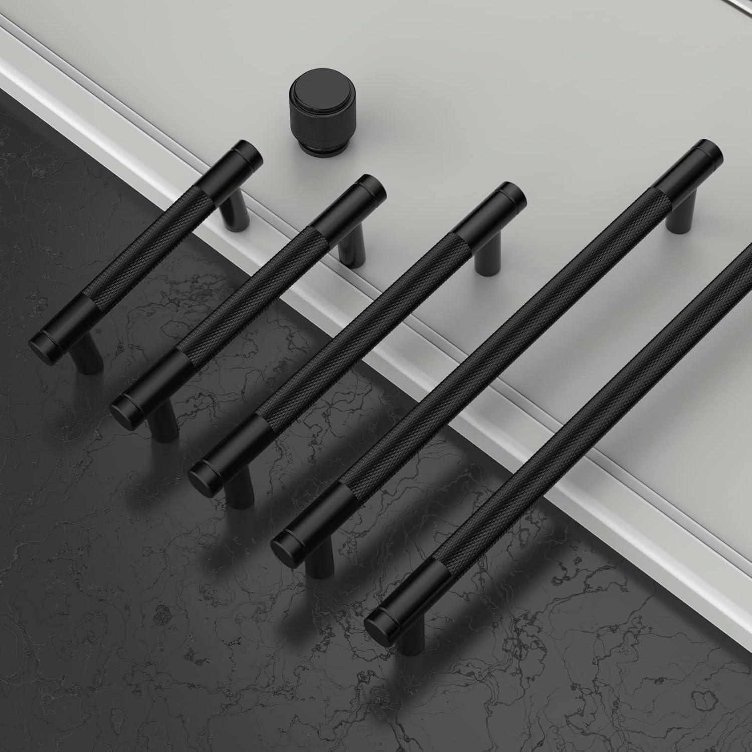 Matte Black Zinc Modern Cabinet Bar Pulls with Mounting Hardware