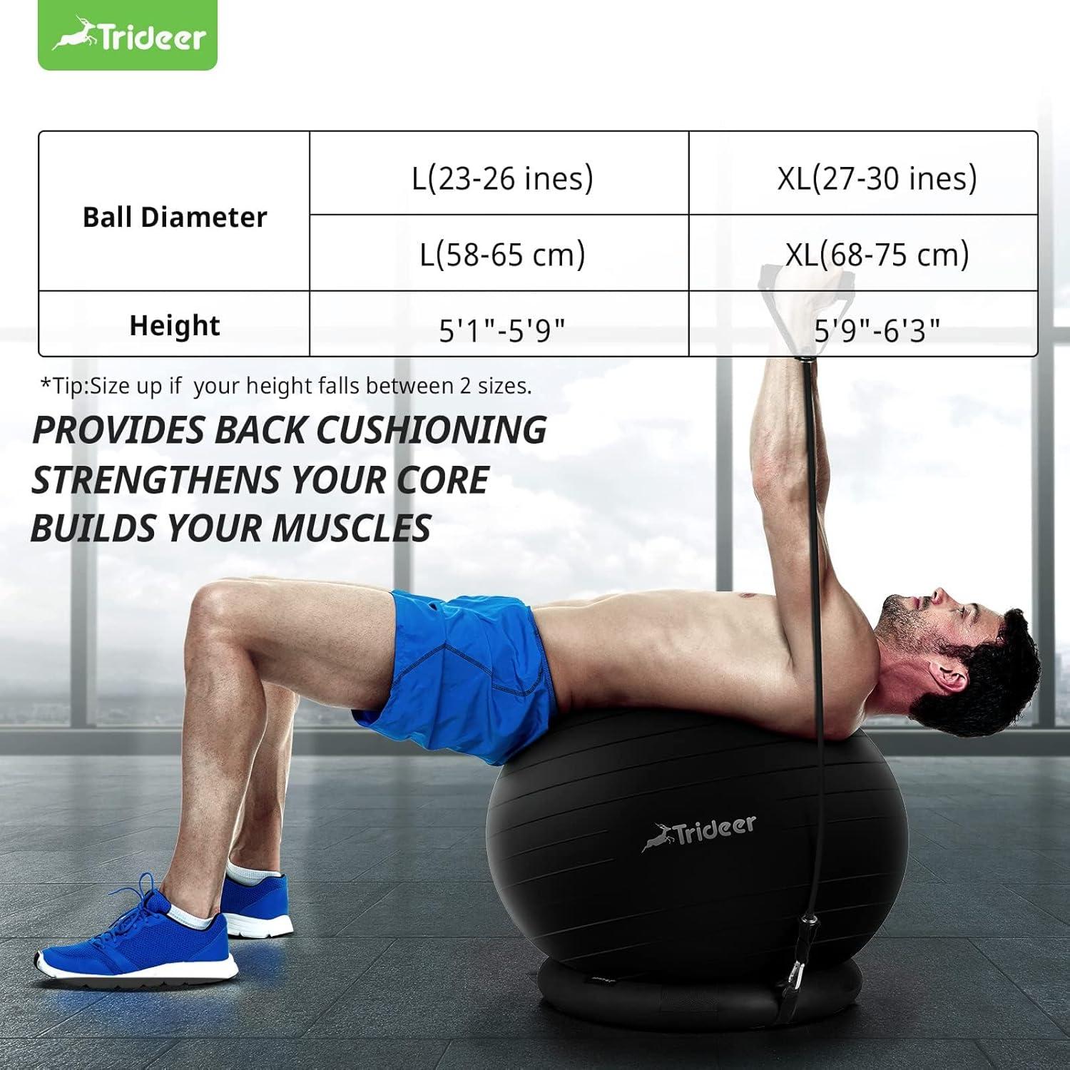 Trideer Ball Chair Yoga Ball Chair Exercise Ball Chair with Base & Bands for Home Gym Workout Ball for Abs, Stability Ball & Fitness Ball Seat to Relieve Back Pain