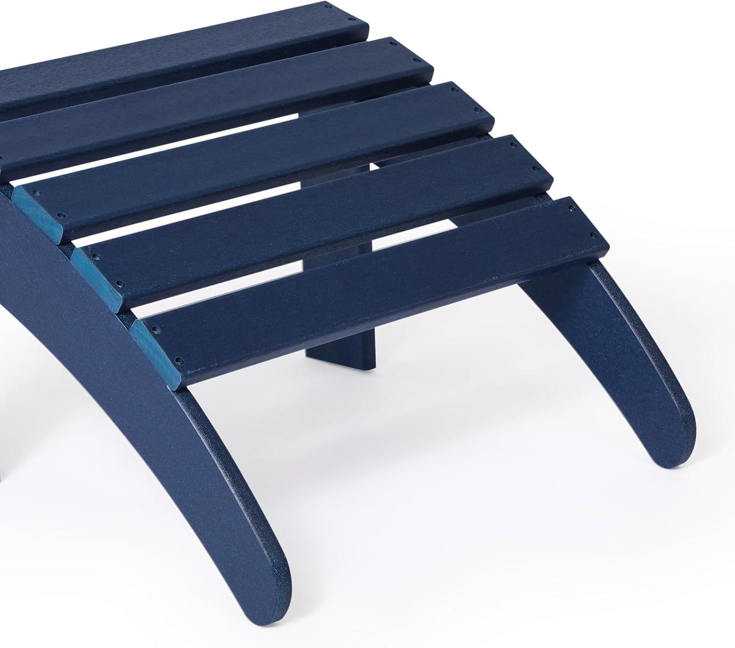 WestinTrends All-Weather Outdoor Patio Poly Adirondack Ottoman Footrest, Navy Blue