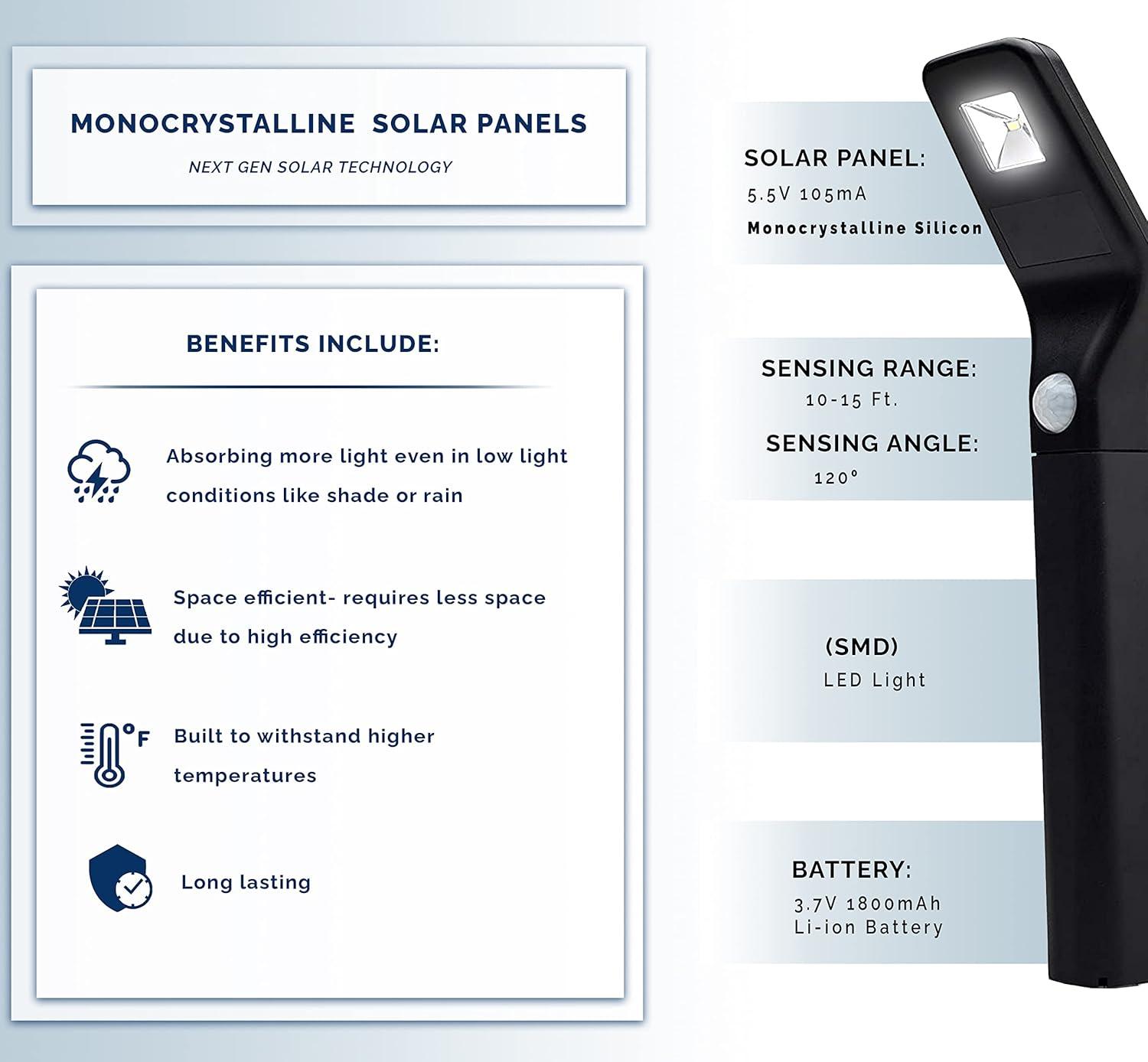 Black Solar Powered Motion Sensor Integrated LED Landscape Lighting