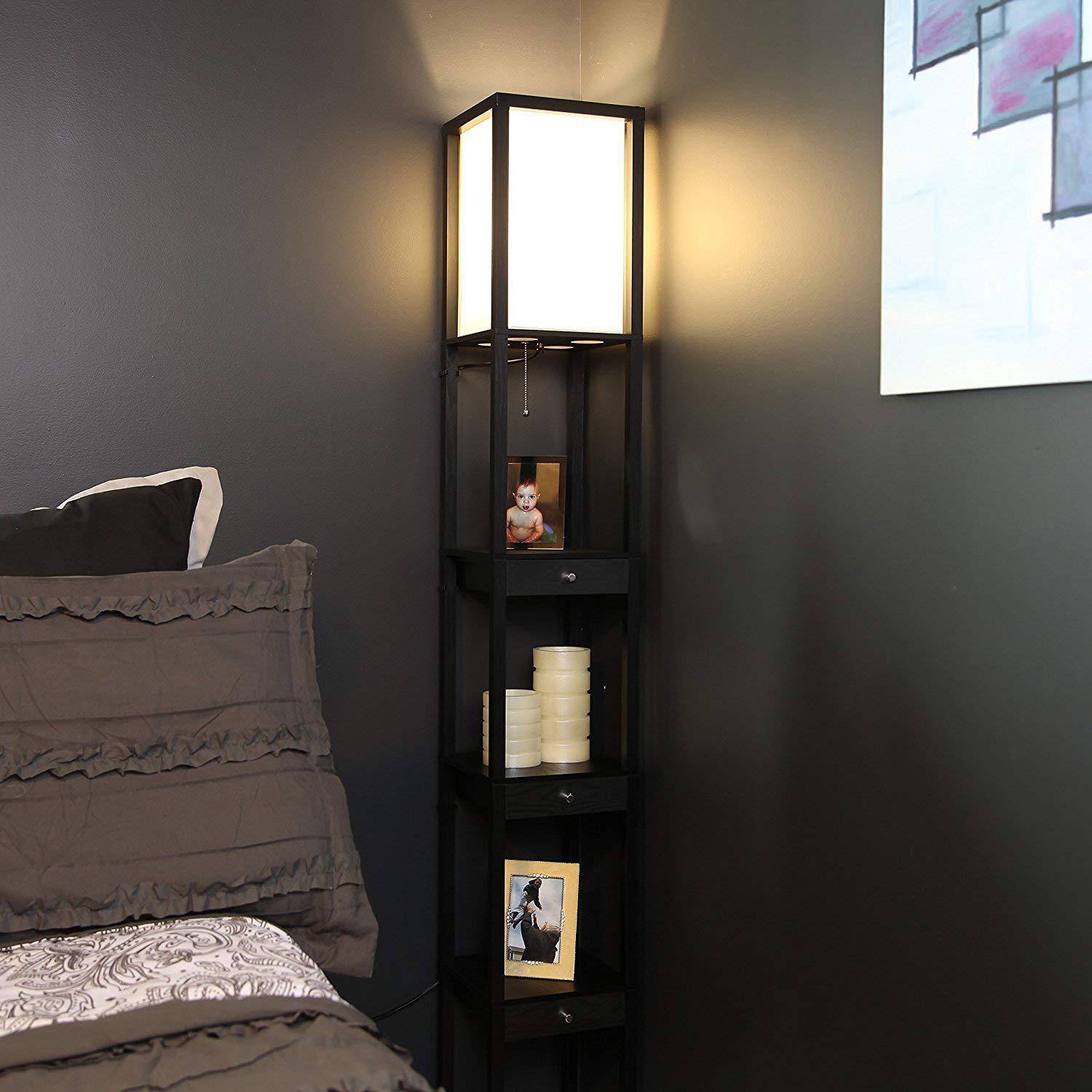 Brightech Maxwell 72 in. Traditional LED Energy Efficient 3-Drawer Shelf Floor Lamp