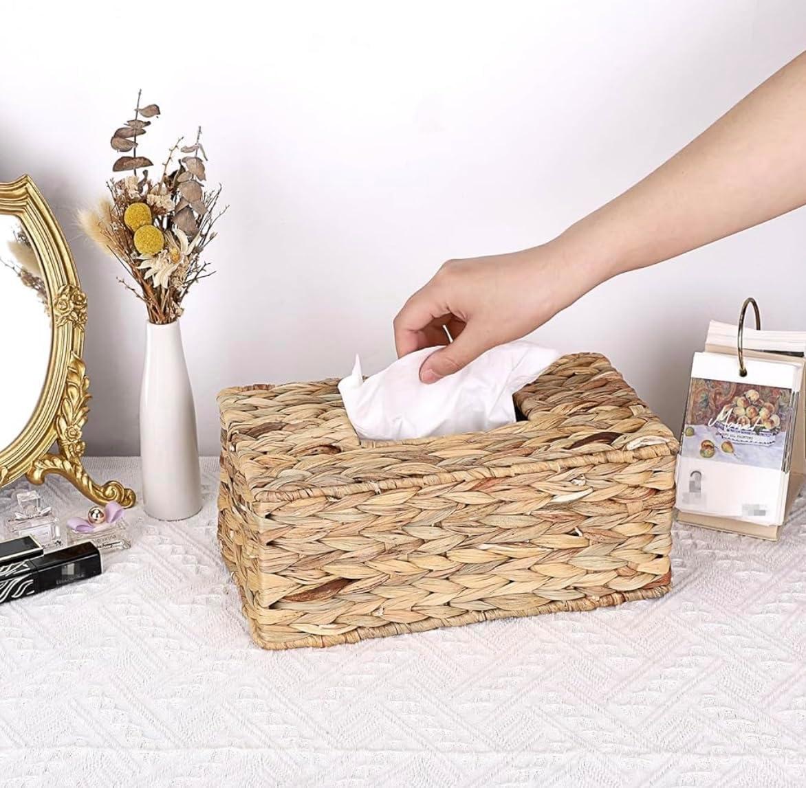 Natural Water Hyacinth Woven Square Tissue Box Holder