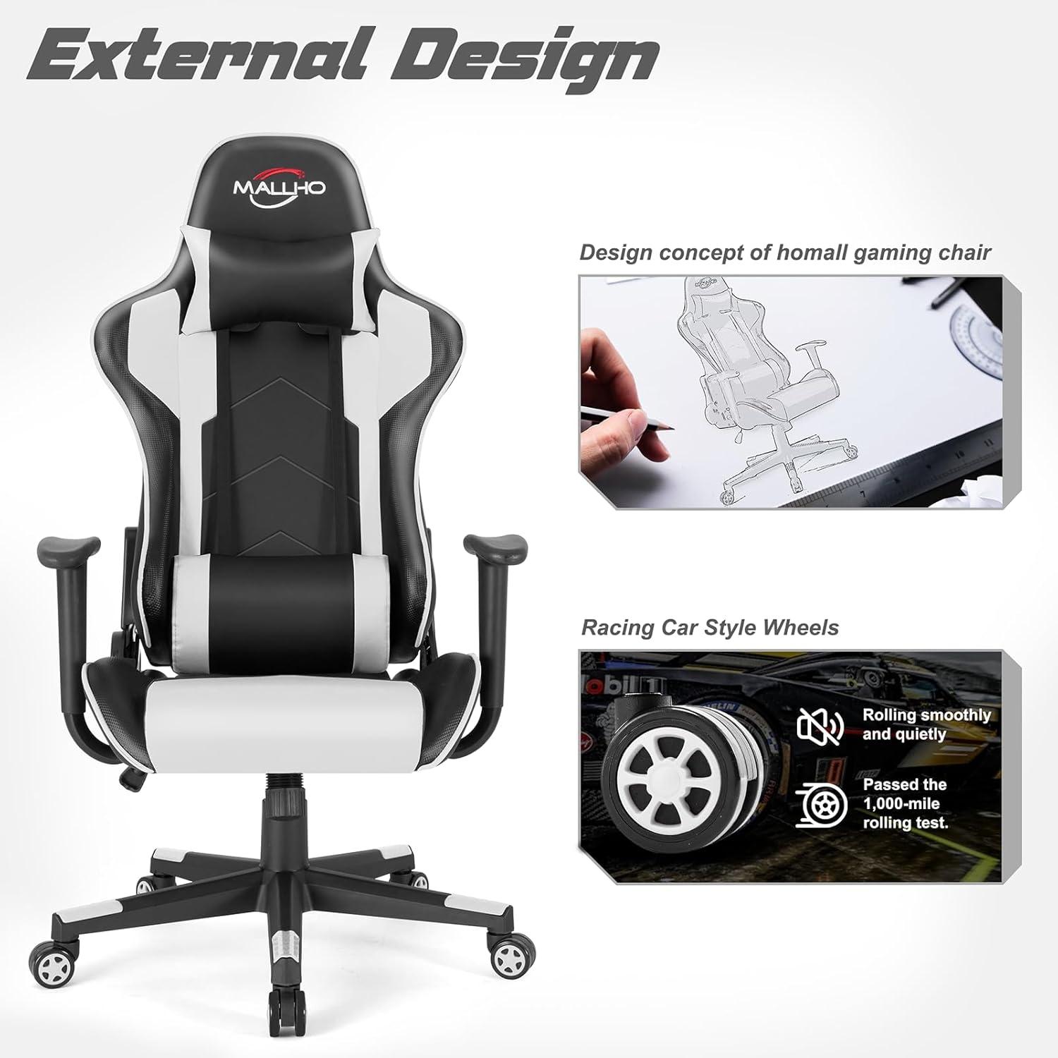 Polar Aurora Adjustable Ergonomic Faux Leather Swiveling PC & Racing Game Chair