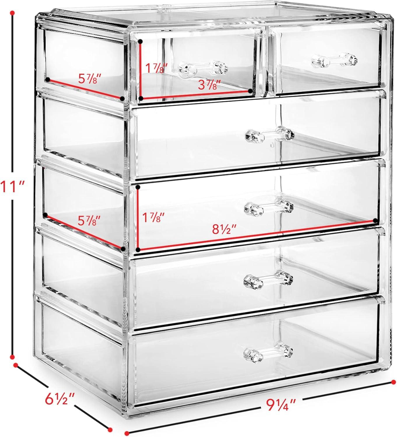 Clear Acrylic Makeup and Jewelry Organizer with 6 Drawers