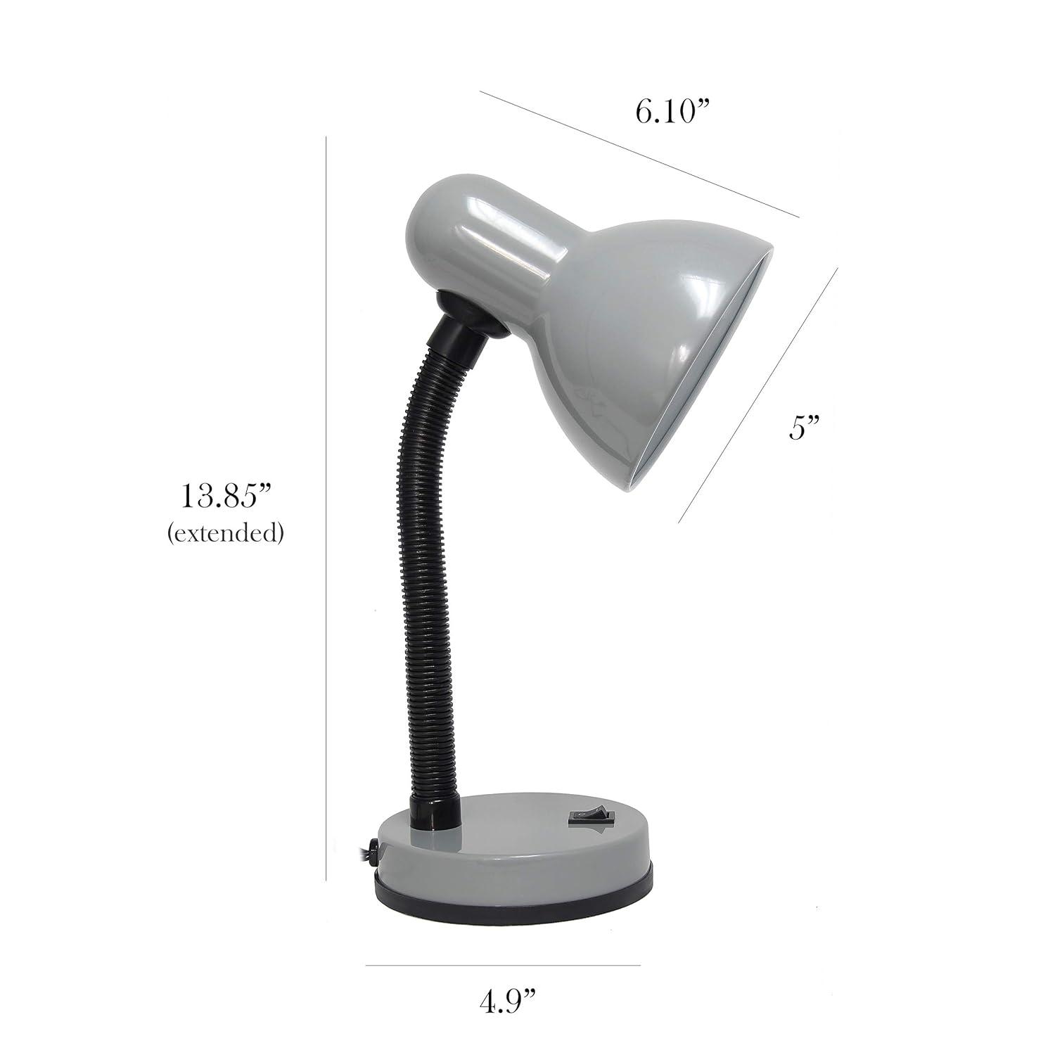 Basic Metal Desk Lamp with Flexible Hose Neck Silver - Simple Designs: ETL Listed, Adjustable, No Assembly Required
