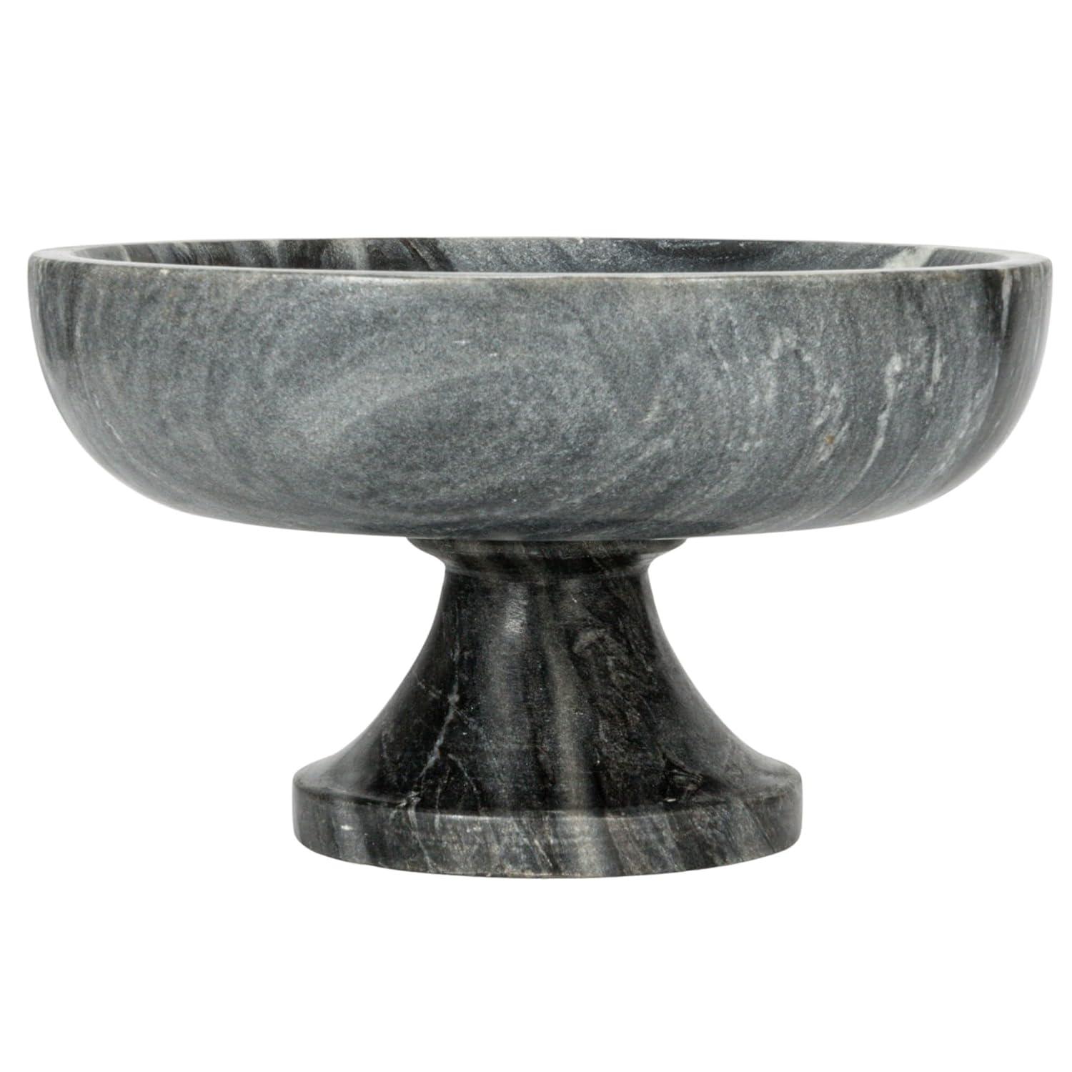 Storied Home Marble Footed Pedestal Bowl, Gray